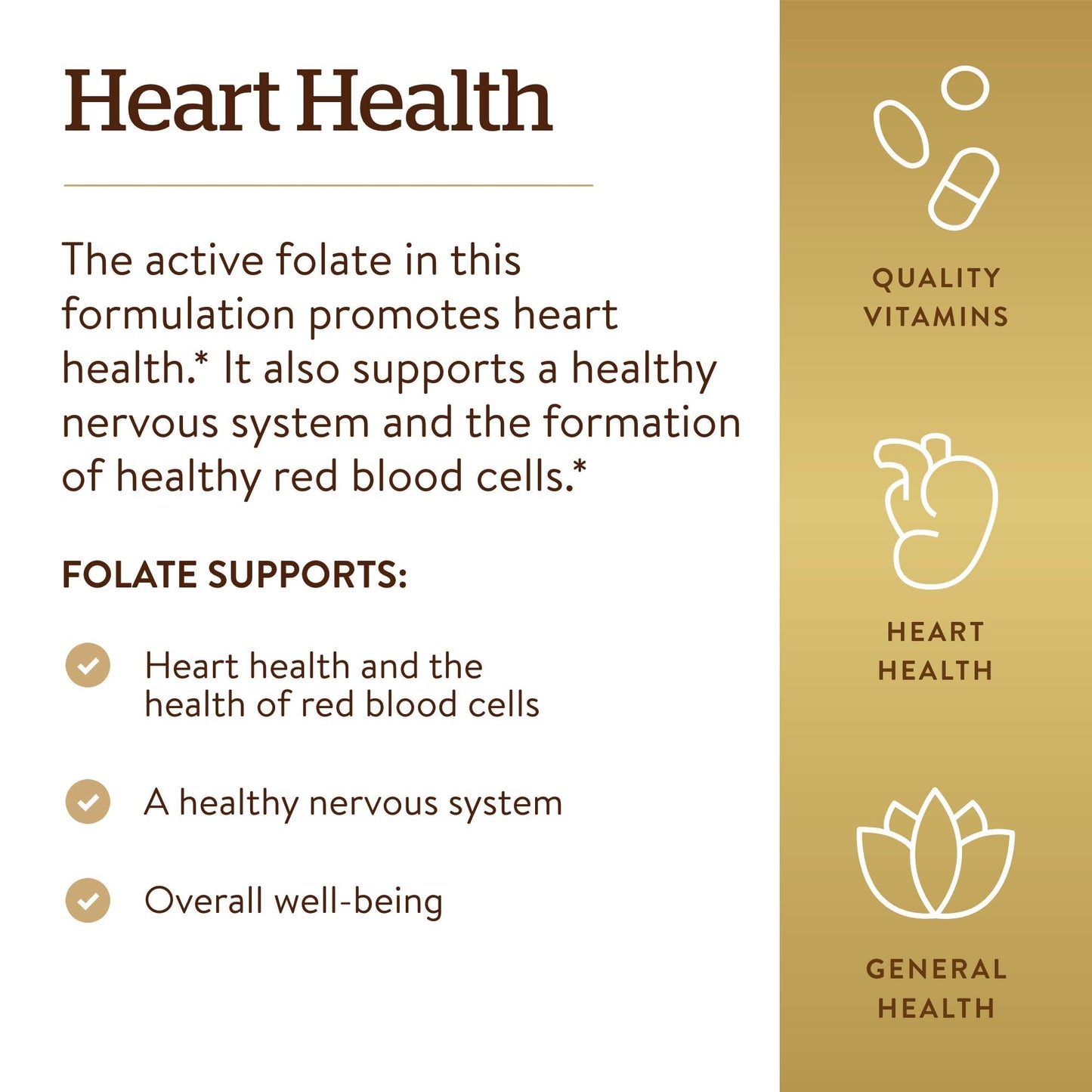 Solgar Folate 1,333 mcg DFE, 800 mcg Bio-Active Metafolin, 100 Tablets
