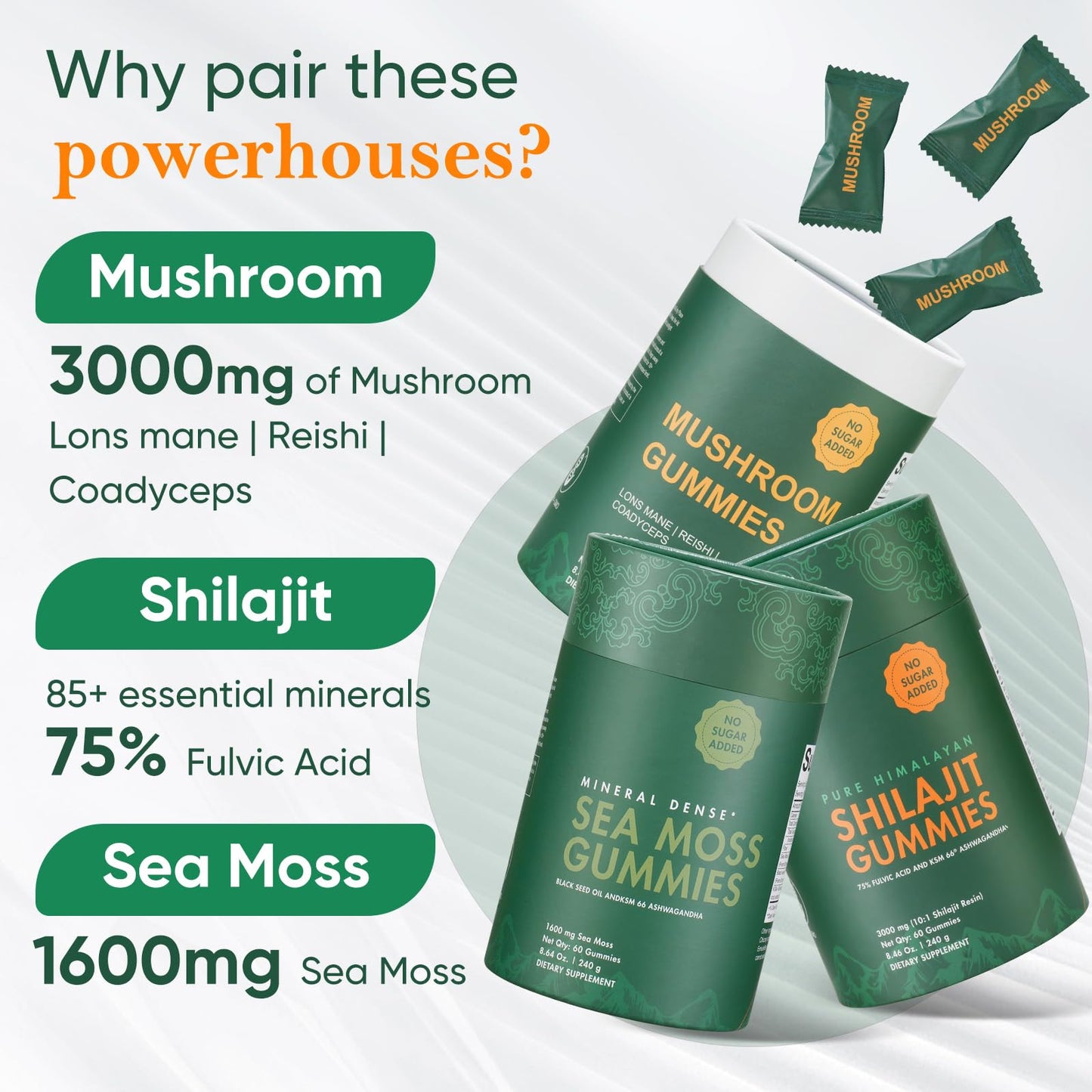 Xuore Shilajit, Sea Moss & Mushroom Gummies with Lions Mane, Reishi, Cordyceps, Ashwagandha, 75%+ Fulvic Acid, 92+ Minerals All in 1 Supplements, Gummy, 1 Count