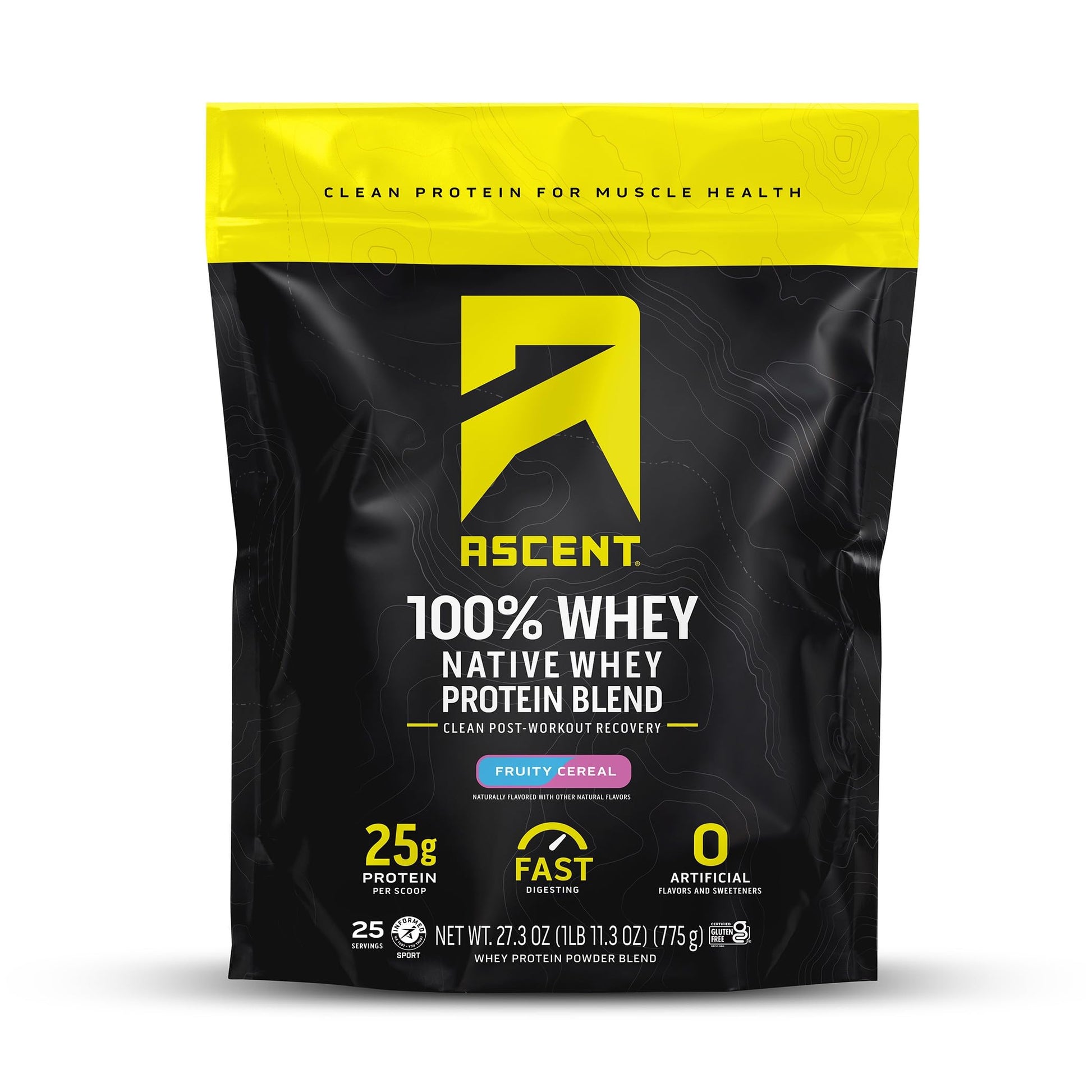 Ascent 100% Whey Protein Powder Fruity Cereal, 1.71 lb