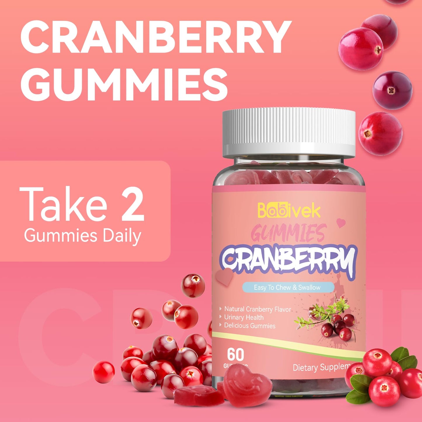 Babivek Cranberry Gummy 1000mg, 60 Count