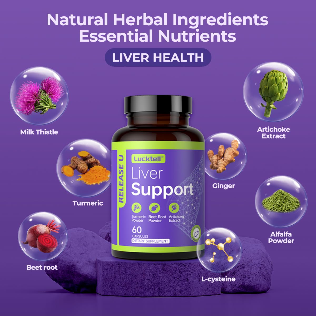 LuckTell Liver Support Supplement Capsule, 60 Count