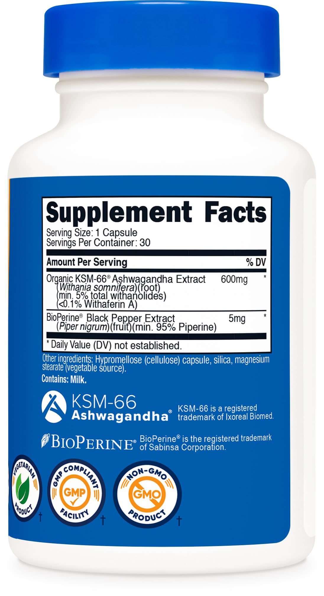 Nutricost KSM-66 Ashwagandha Root Extract (600mg) Capsules, 30 Count