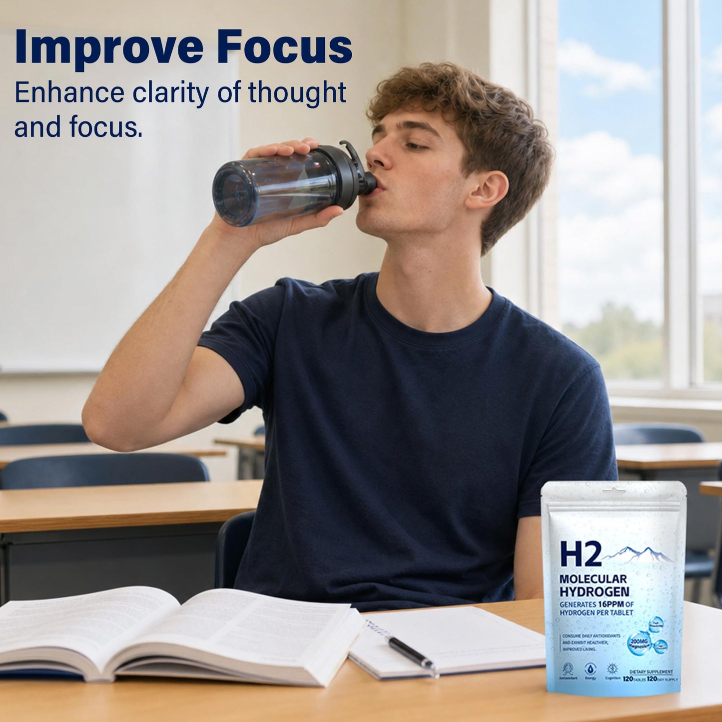 Hekeauo Hydrogen Water Tablets, 16PPM, 120 Tablets