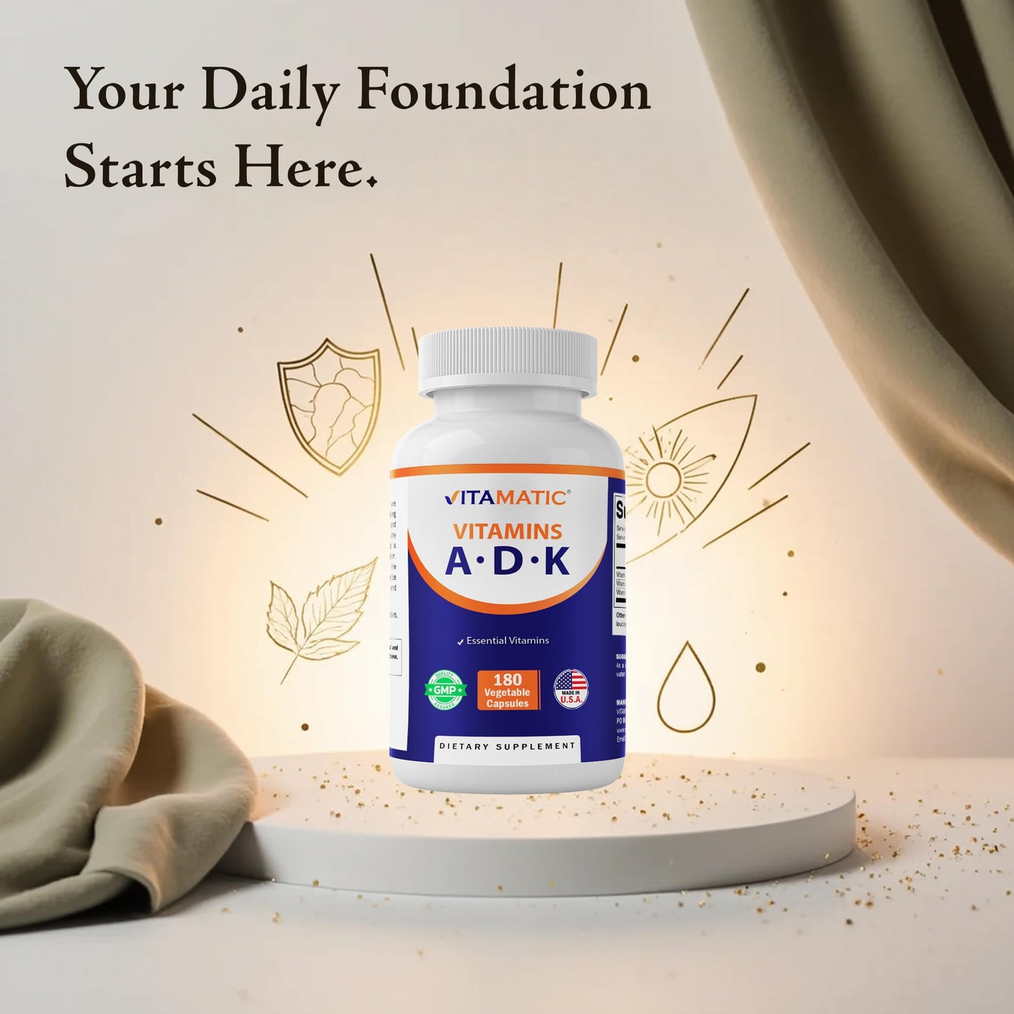Vitamatic ADK Vitamin Supplement Capsules 180 Count