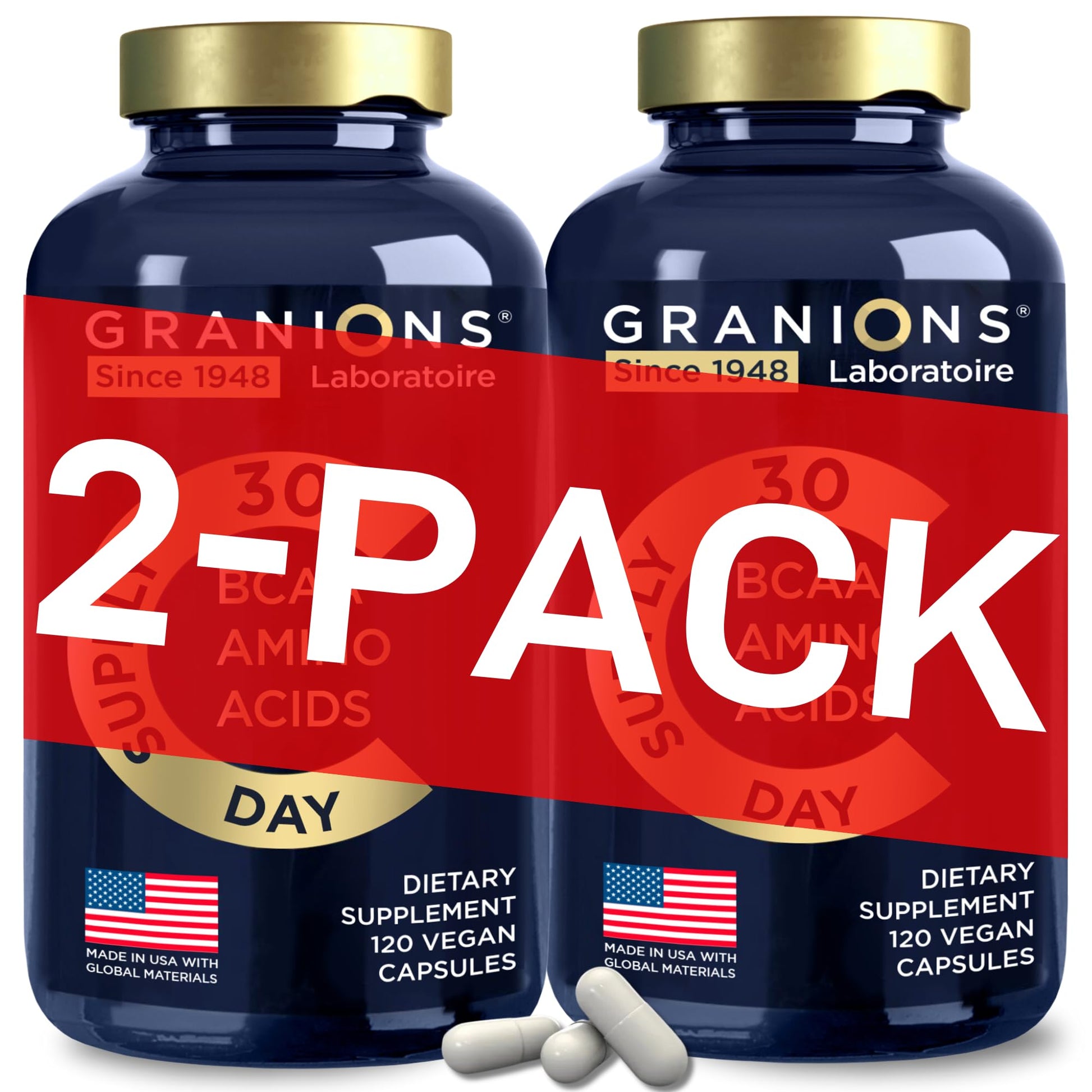 Granions Essential Amino Acids BCAAs EAA Supplement for Men & Women, 240 Capsules