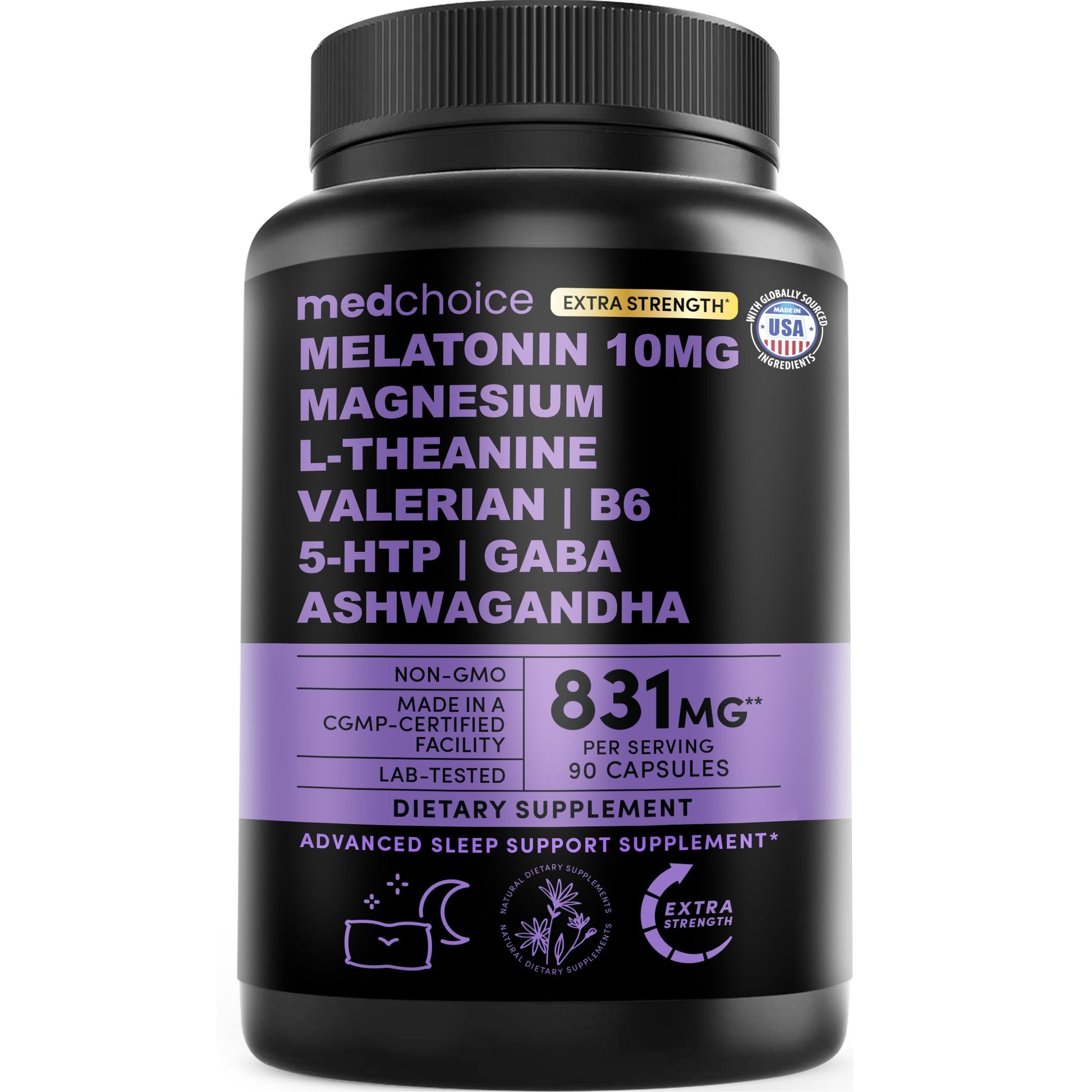 MEDCHOICE 12-in-1 Melatonin Sleep Extra Strength Capsules, 90 Count