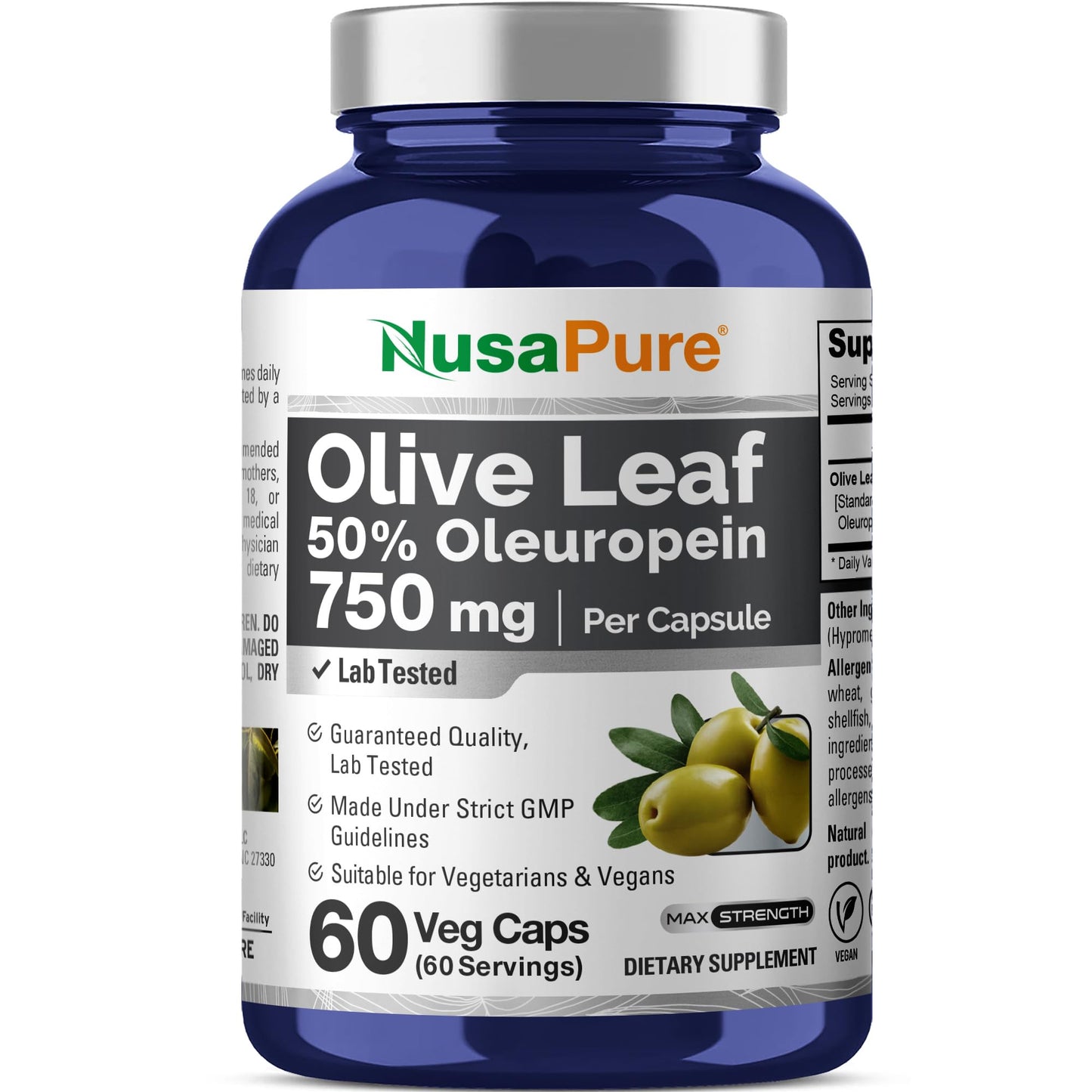 NusaPure Olive Leaf Extract Capsule 750mg, 60 Capsules