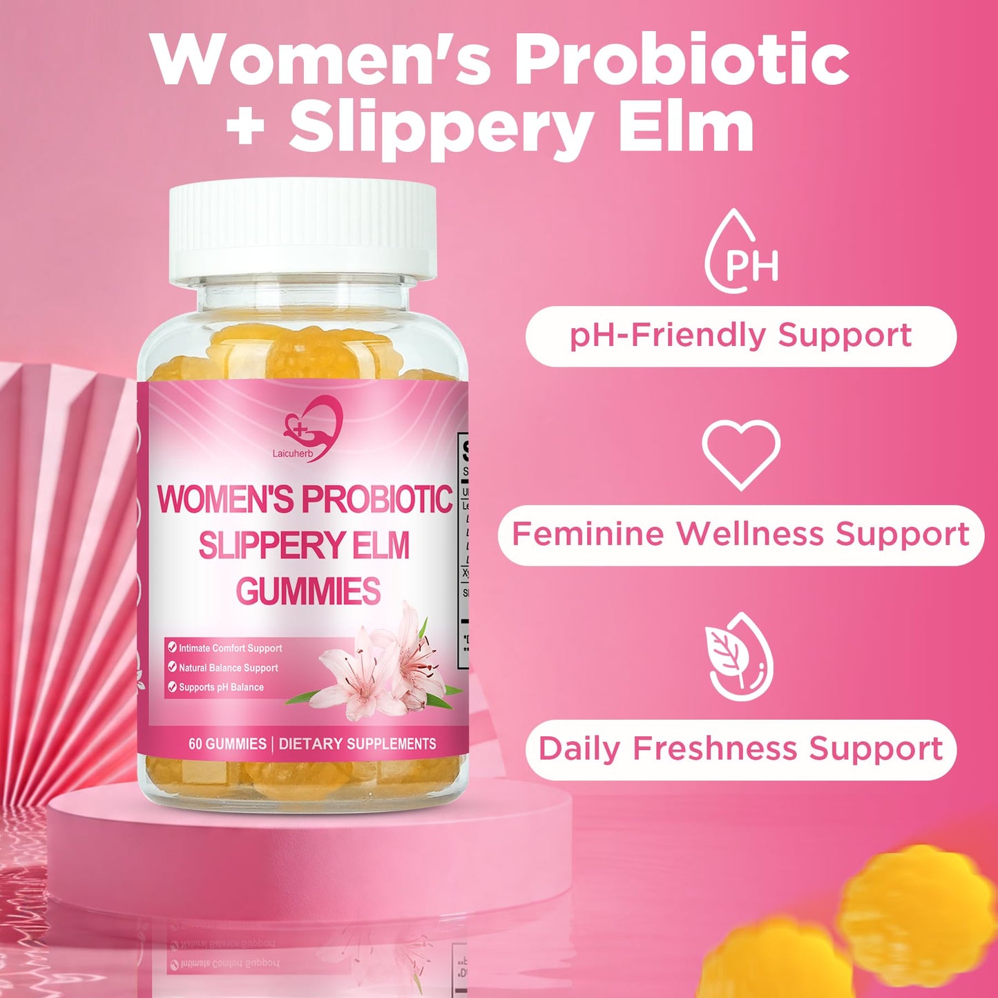 Laicuherb Women's Probiotic Gummies 60 Count