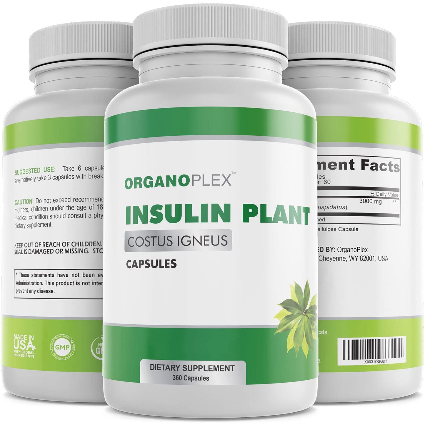 Organoplex Insulin Plant Capsules 360 Count Blood Sugar Support