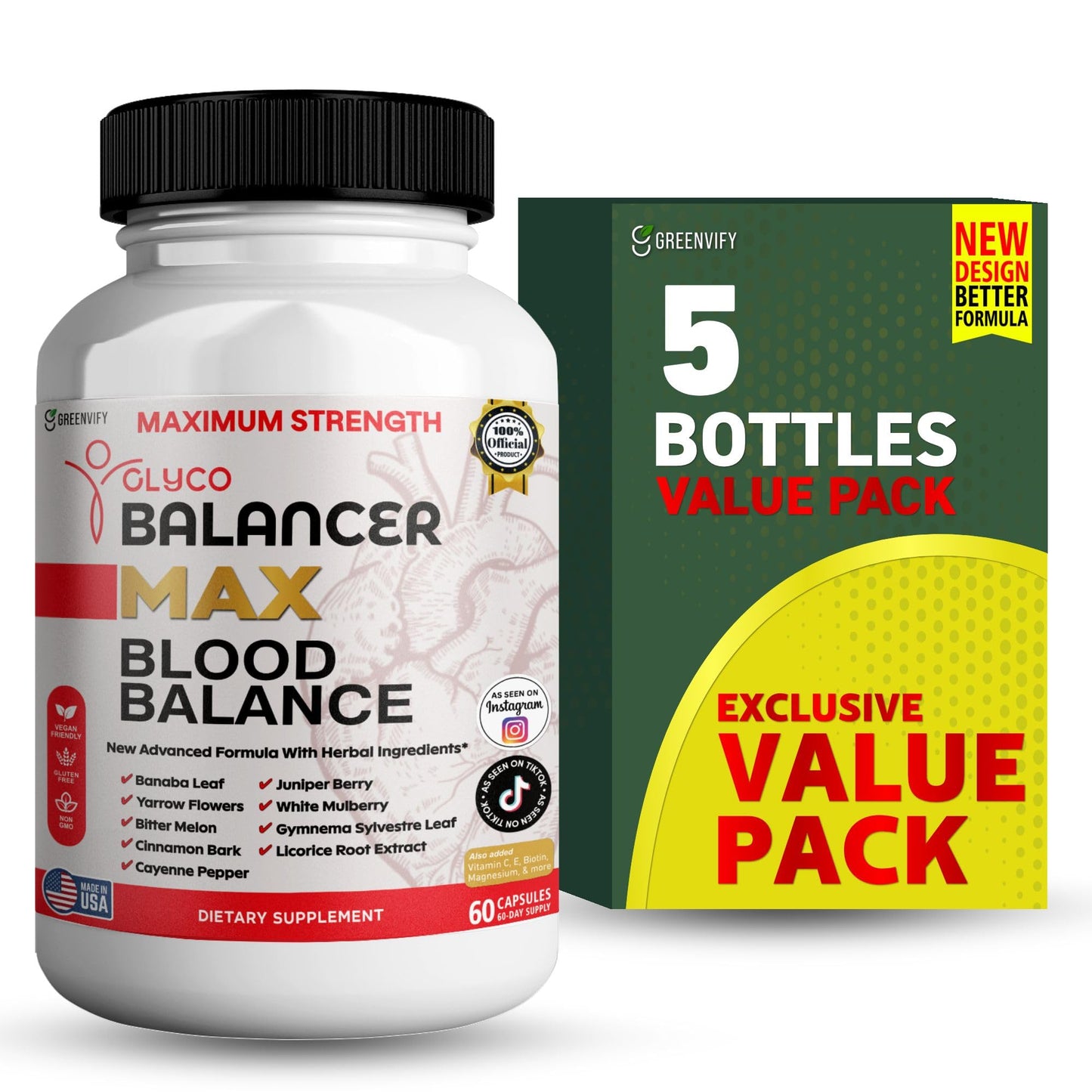 GREENVIFY Glyco Balancer Max Blood Balance Capsules, 60 Count
