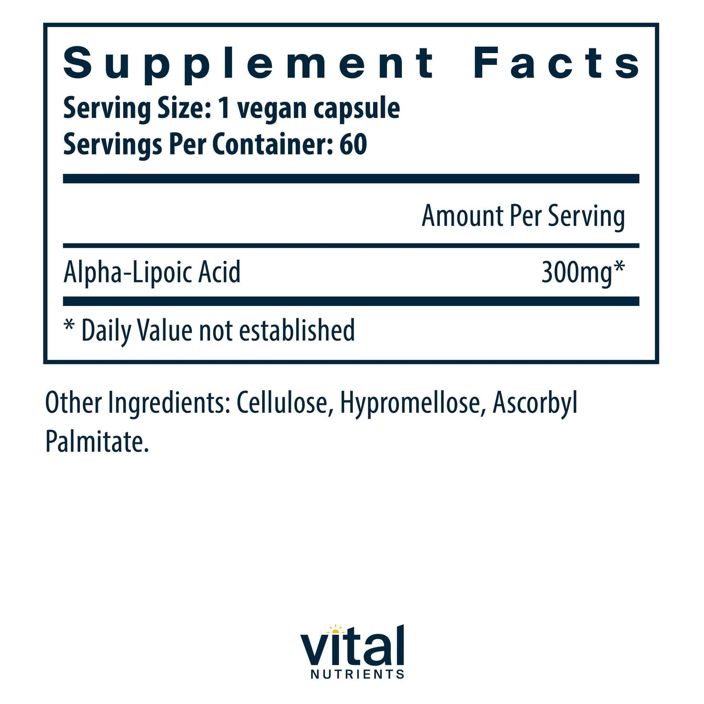 Vital Nutrients Lipoic Acid 300mg Alpha-Lipoic Acid Antioxidant ALA Supplement for Healthy Metabolism and Energy 60 Capsules