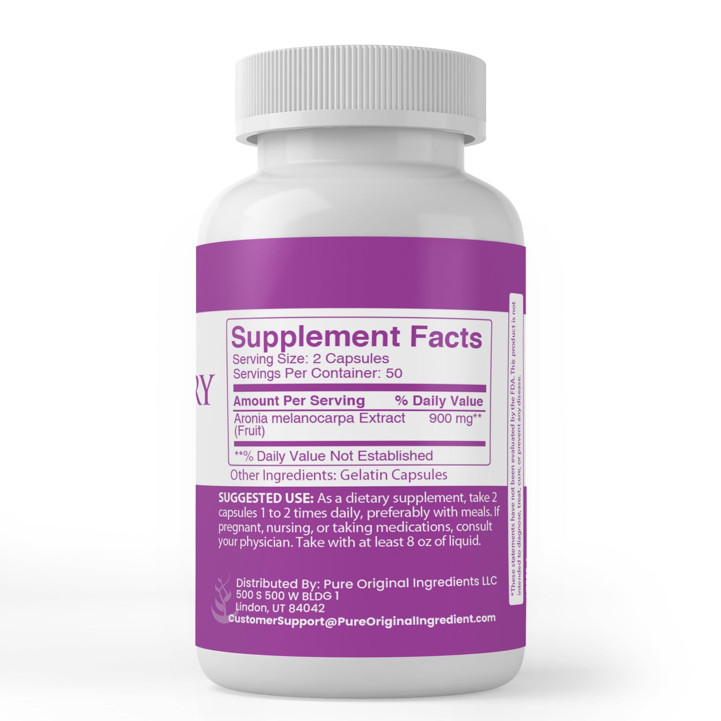 PURE ORIGINAL INGREDIENTS Aronia Berry Chokeberry Extract Capsules, 100 Count