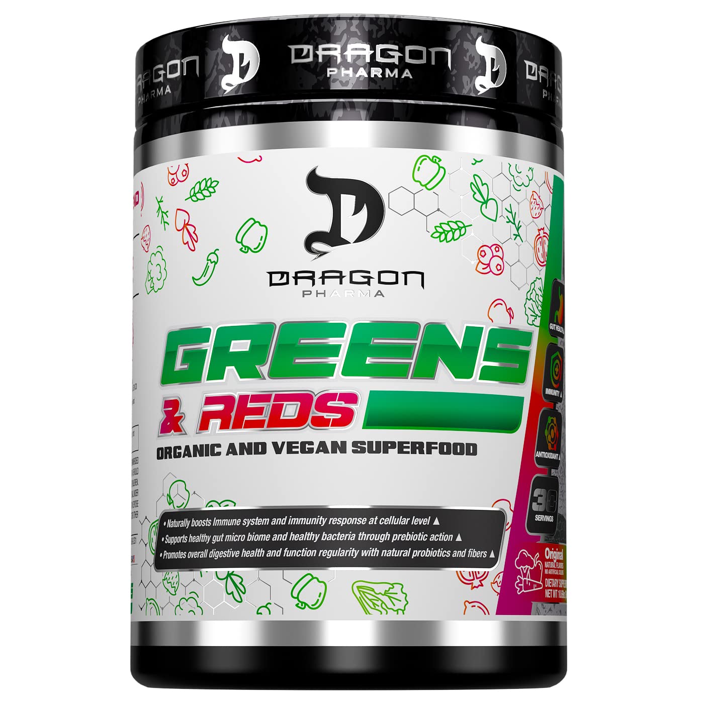 DRAGON PHARMA Greens and Reds Powder, 12.7 Ounce