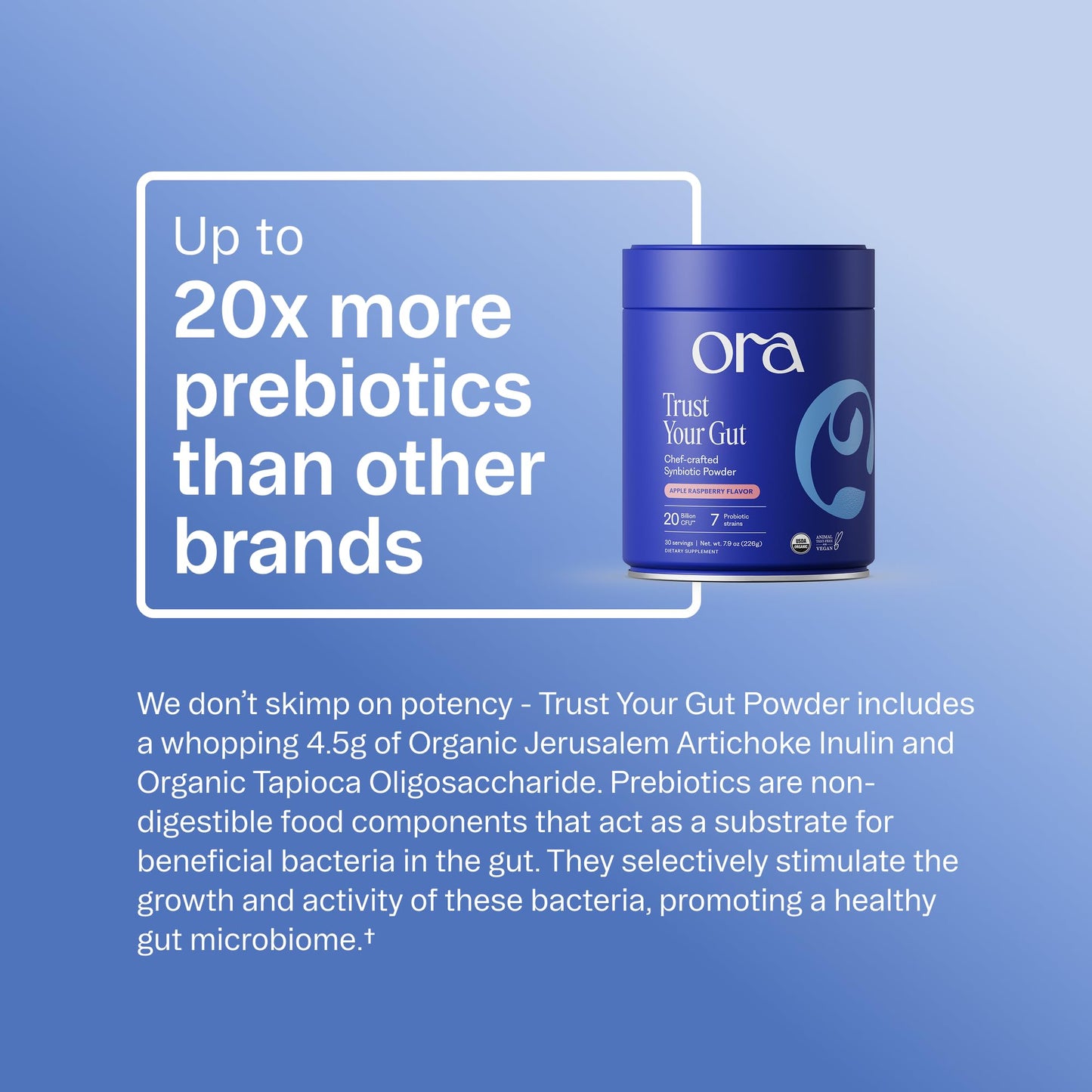 Ora Organic Prebiotic and Probiotic Powder Supplement, 7.9 Ounce