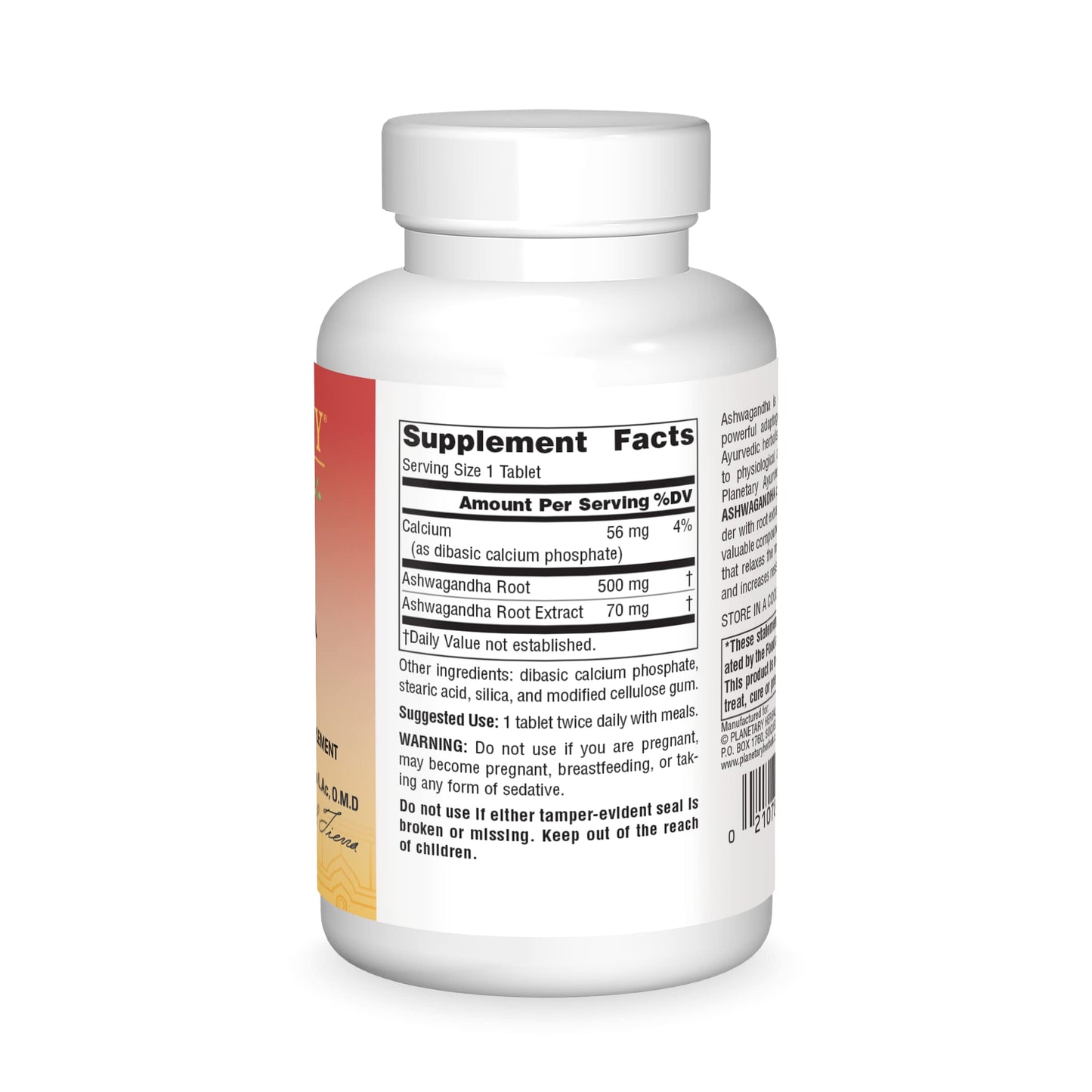 Planetary Herbals Ashwagandha Full Spectrum Ayurvedic Nutritional Supplement, Tablets, 60 Count