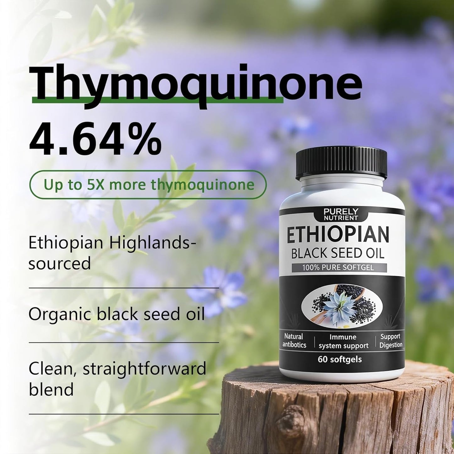 balmbare Purely Nutrient Ethiopian Black Seed Oil Softgels 60 Count
