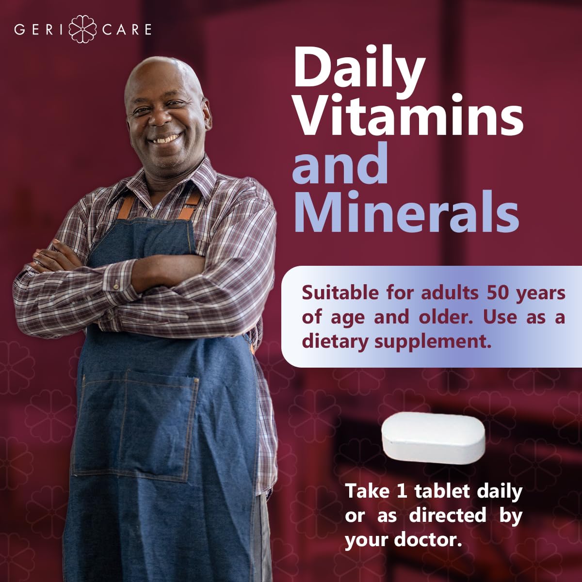 GeriCare Senior Tab 50+ Multivitamin and Minerals Tablets, Immune Support - Age-Defying Nutrition, 200 Tablets