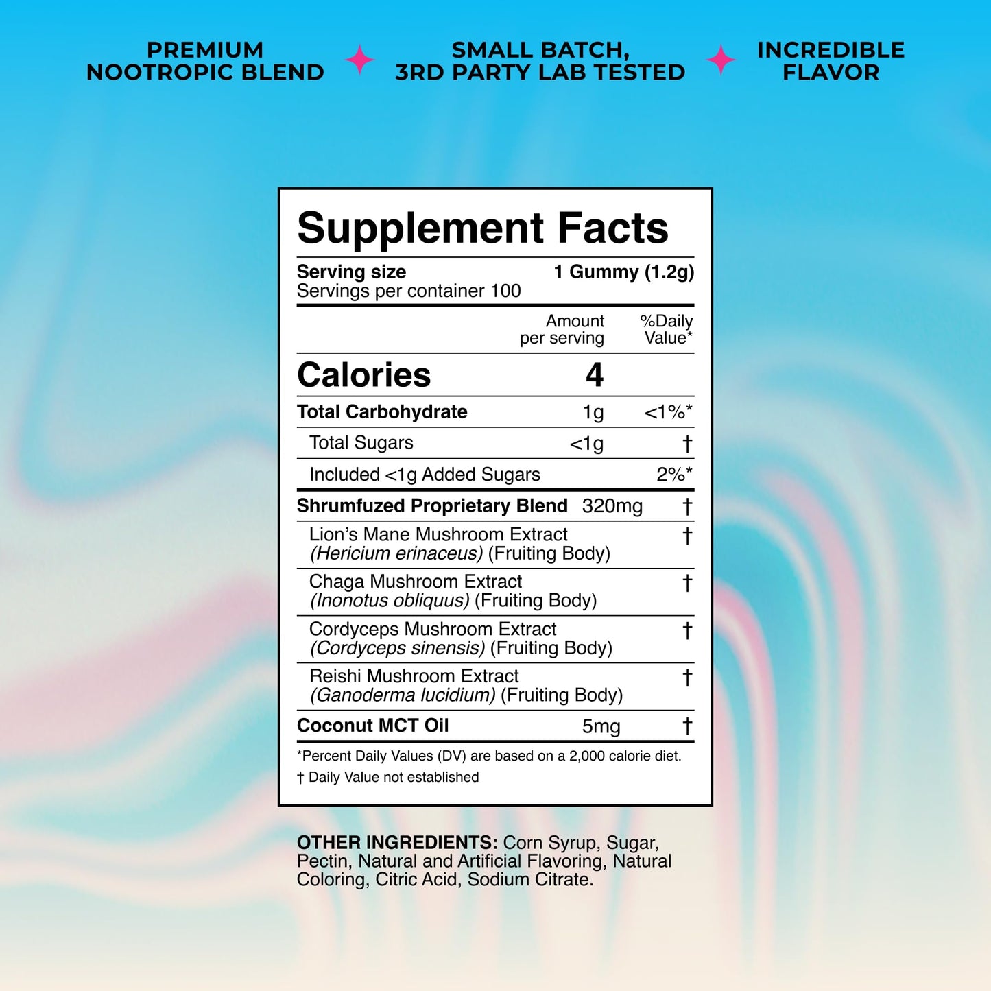 Shrumfuzed Miniz Proprietary Nootropic Mushroom Gummy, 100 Gummies