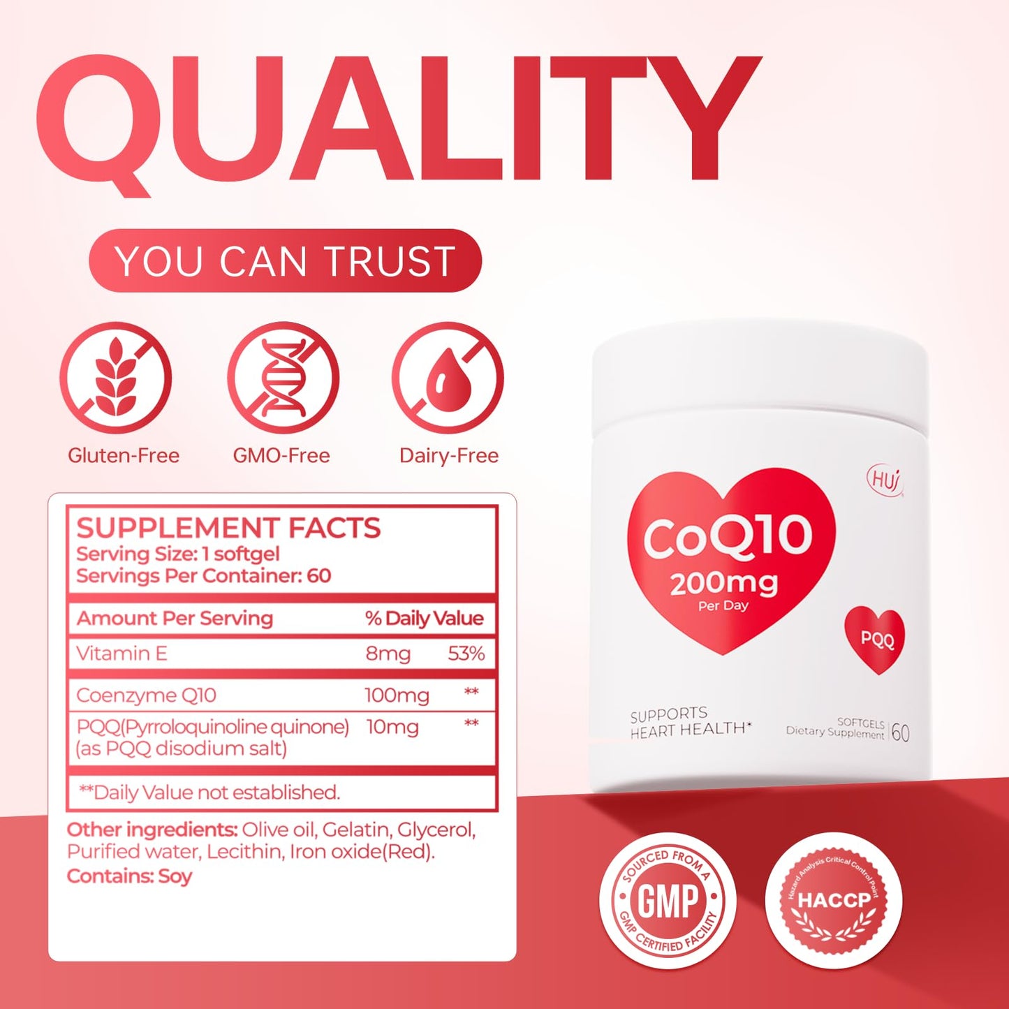 HUJ CoQ10 200mg Per Day Softgels 60 Count