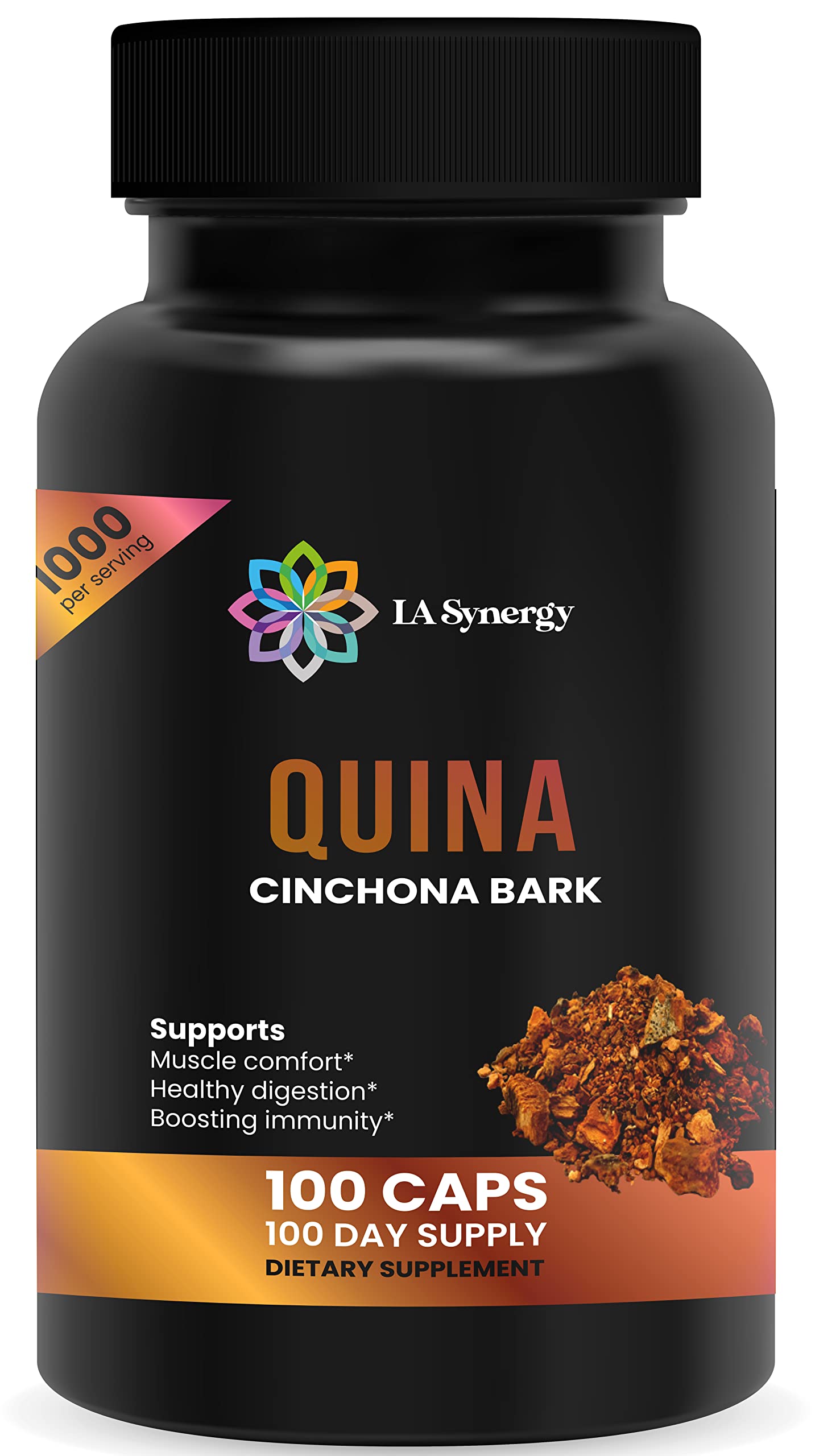 LA Synergy Quinine Quina 500mg Capsules, 100 Count