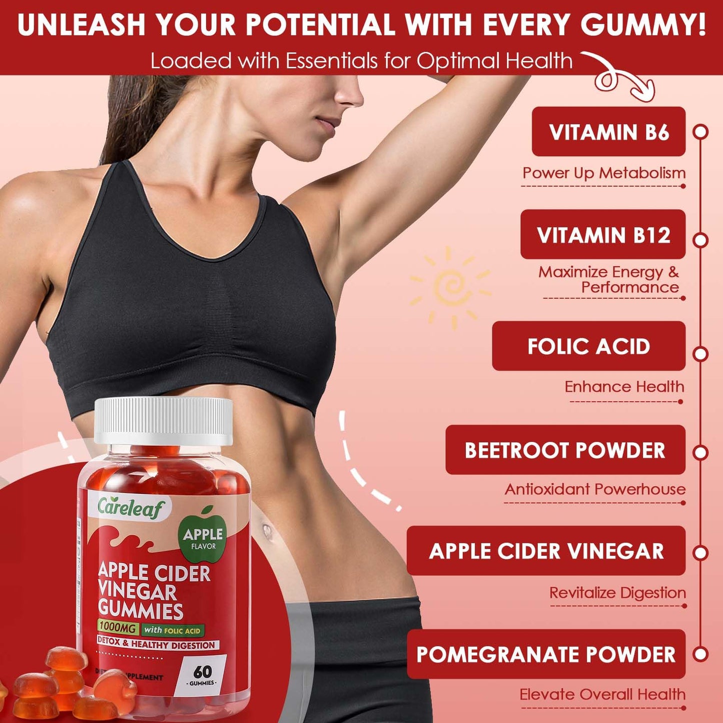 careleaf Apple Cider Vinegar Gummies 60 Count