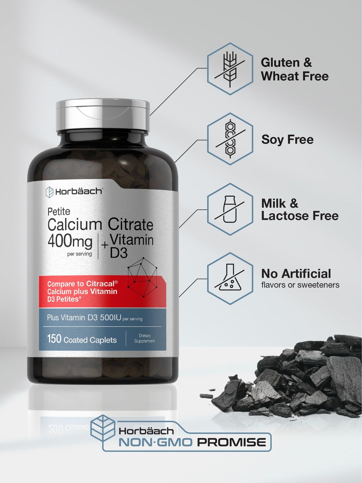 Horbäach Calcium Citrate 400mg with Vitamin D3 Caplets 150