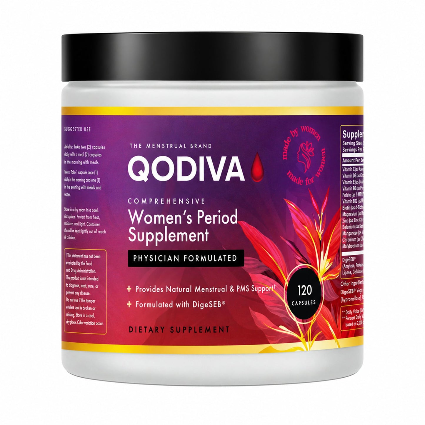 QODIVA Women's Period Supplement for Cycle Wellness 120 Capsules