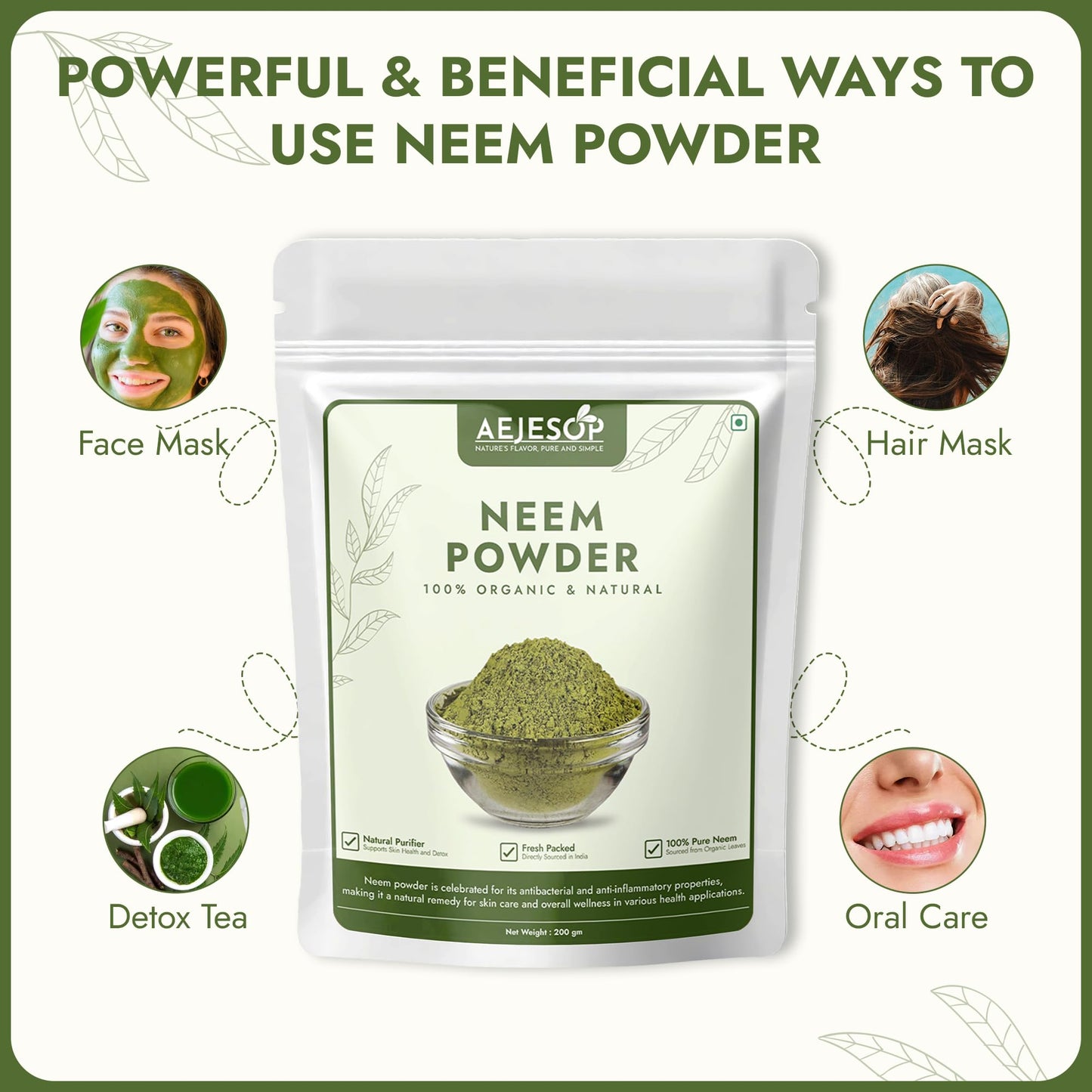 AEJESOP Neem Leaf Powder (Azadirachta Indica) 7 oz