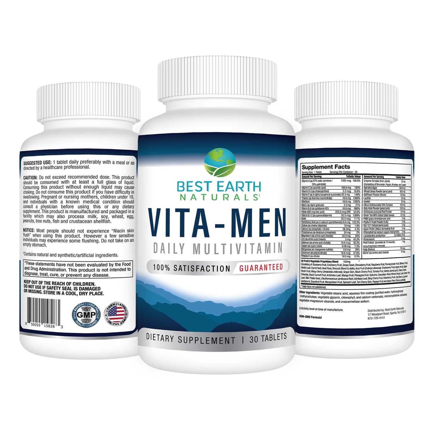 Best Earth Naturals Vita-Men Daily Multivitamin and Mineral Formula for Wellness and Vitality Support 30 Tablets