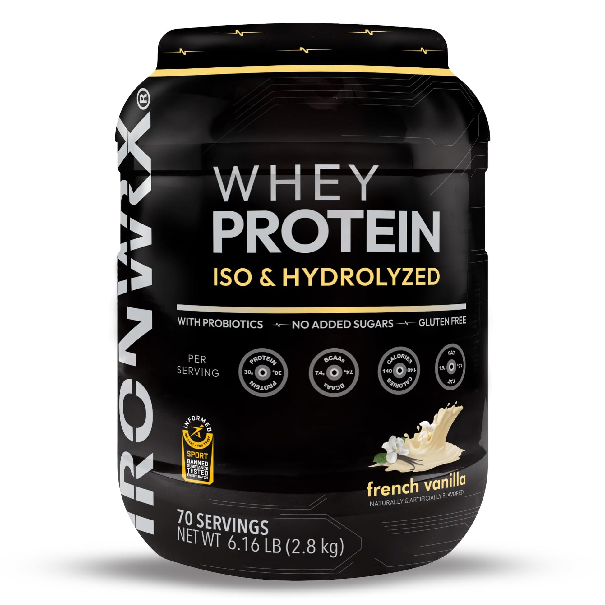 IRONWRX 100% Hydrolyzed Whey Protein Isolate Powder, French Vanilla, 70 Servings