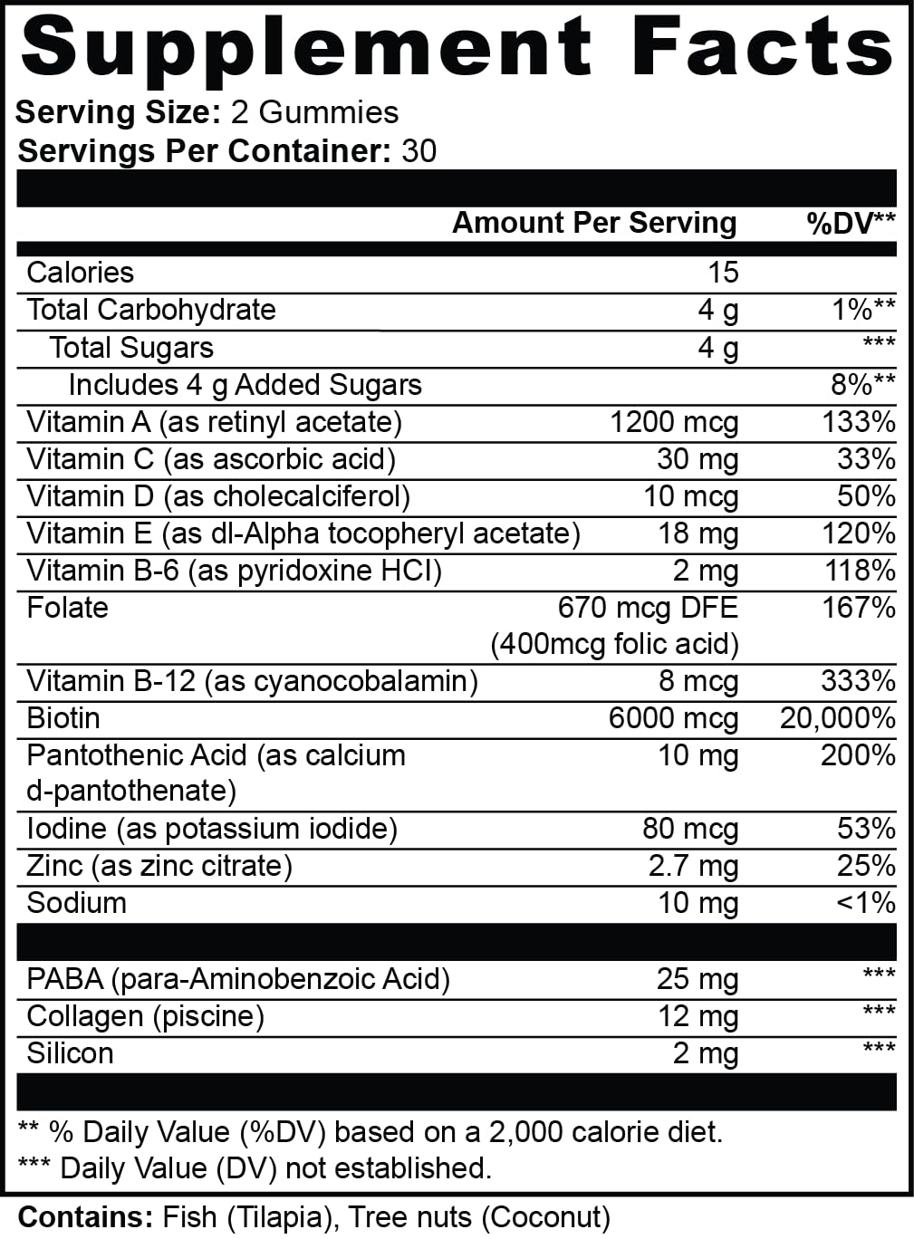 TRCELAB Hair Skin & Nails Gummies 60 Count