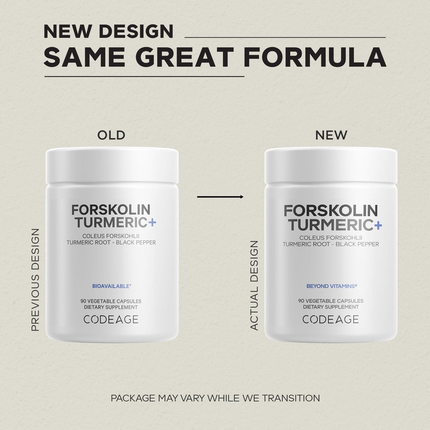 Codeage Forskolin Capsules, Pure Forskolin Coleus + Organic Turmeric Root Powder, 95% Curcuminoids + Bioperine Black Pepper, 20% Standardized Coleus Forskohlii Supplement, Non-GMO, 90 Capsules