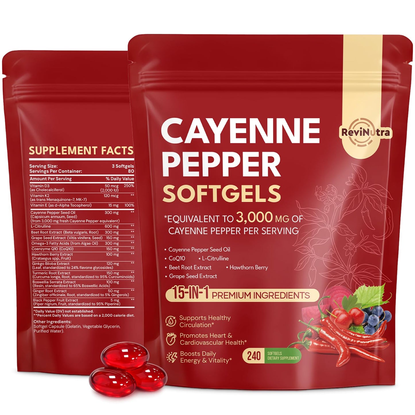 ReviNutra Cayenne Pepper Capsules, 240 Count