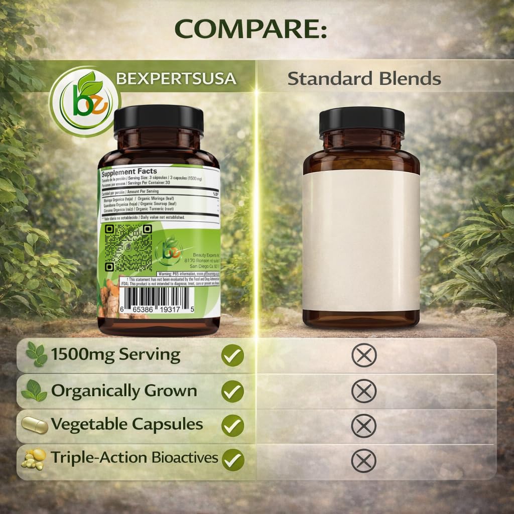 B-Experts Moringa, Guanabana & Curcuma Capsules 90 Count