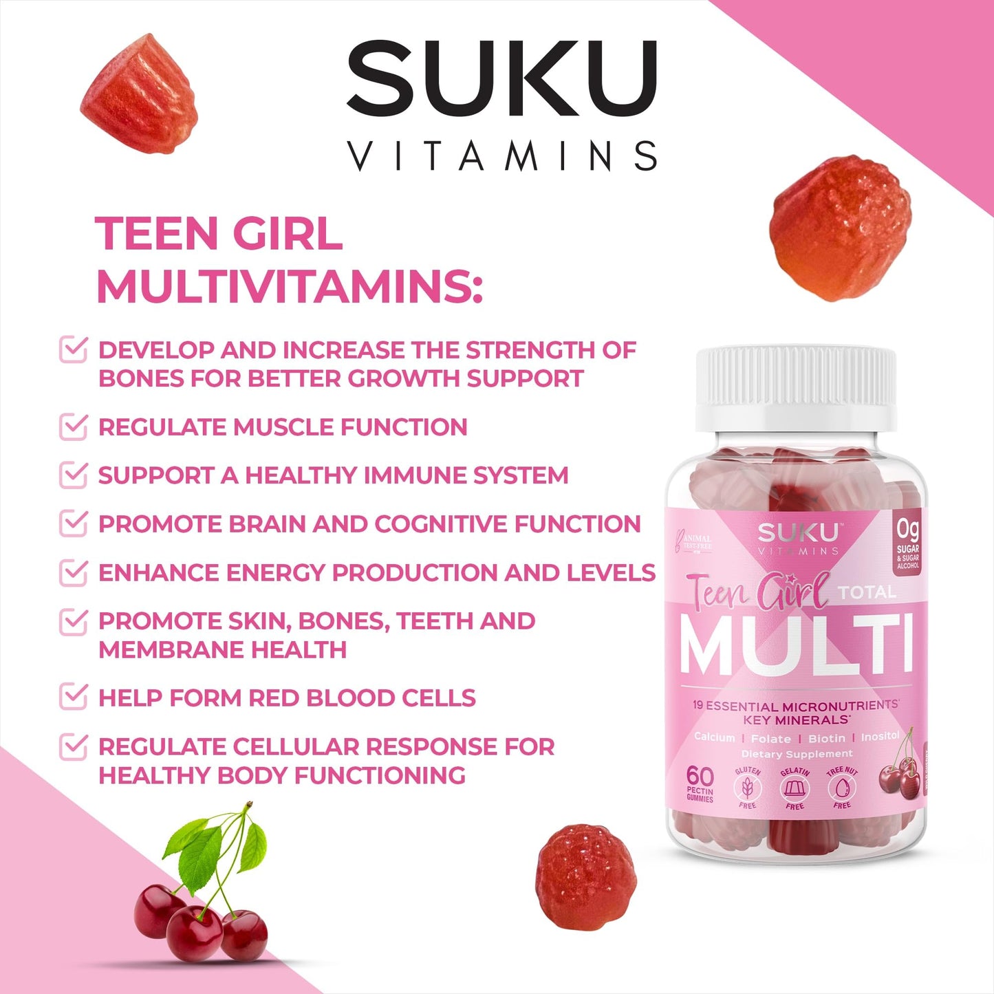 SUKU Teen Girl Multivitamin Gummies 60 Count