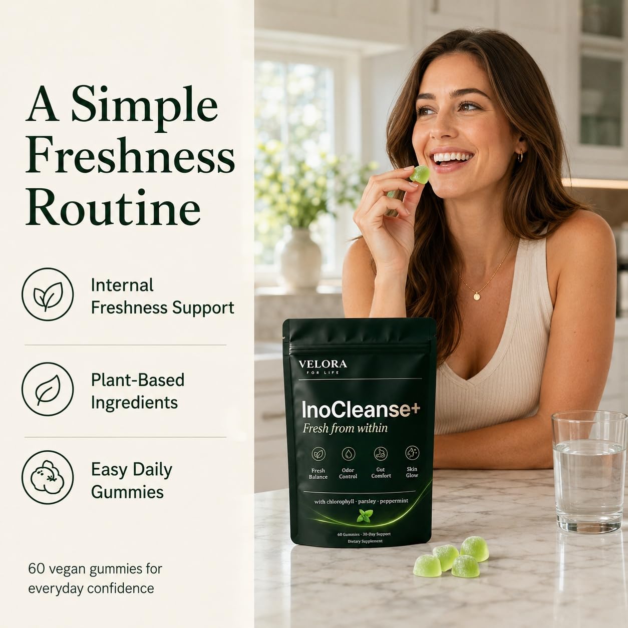 Pillow Daddy Chlorophyll Gummies Inocleanse+ Fresh Breath & Body Deodorizing Supplement with Chlorophyll, Parsley & Peppermint Extracts, 60 Vegan Gummies