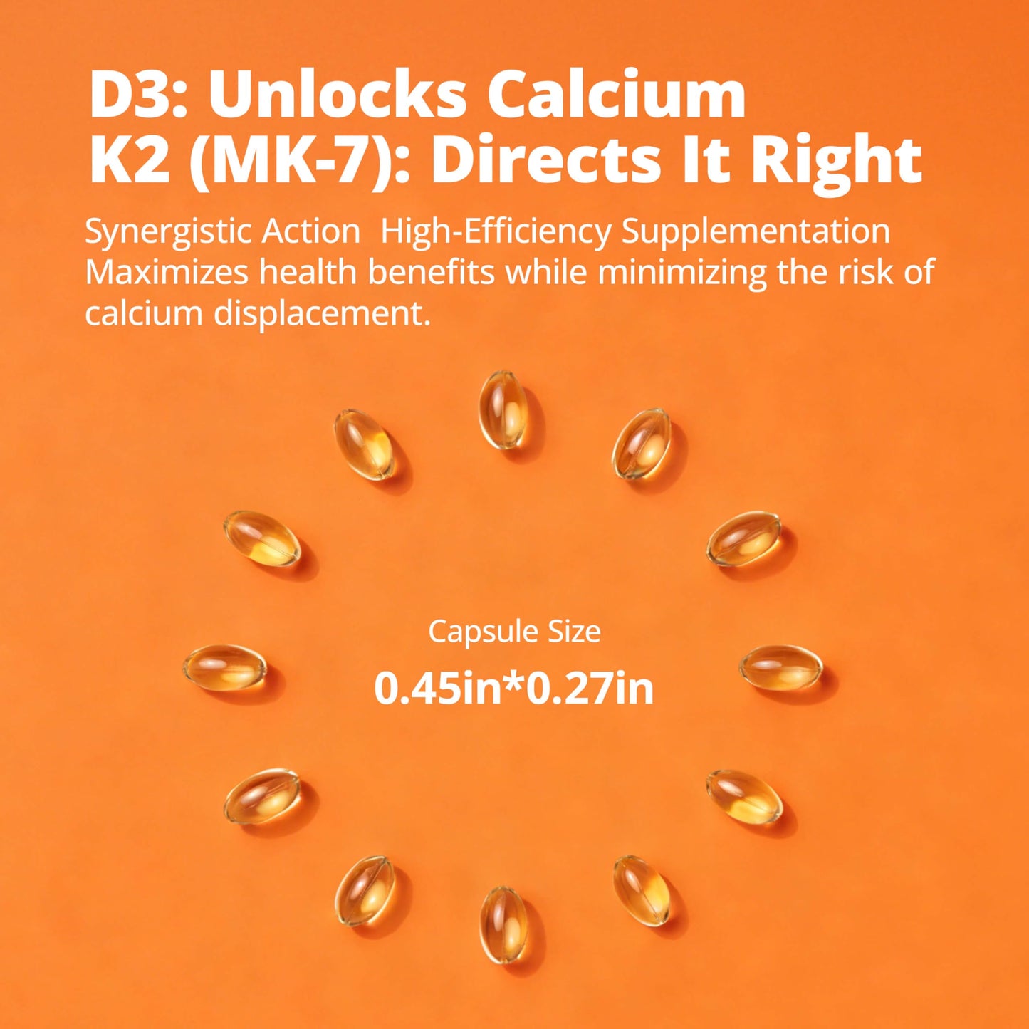 LincNutri Vitamin D3 K2 5000IU MK-7 100mcg Softgels 120 Count