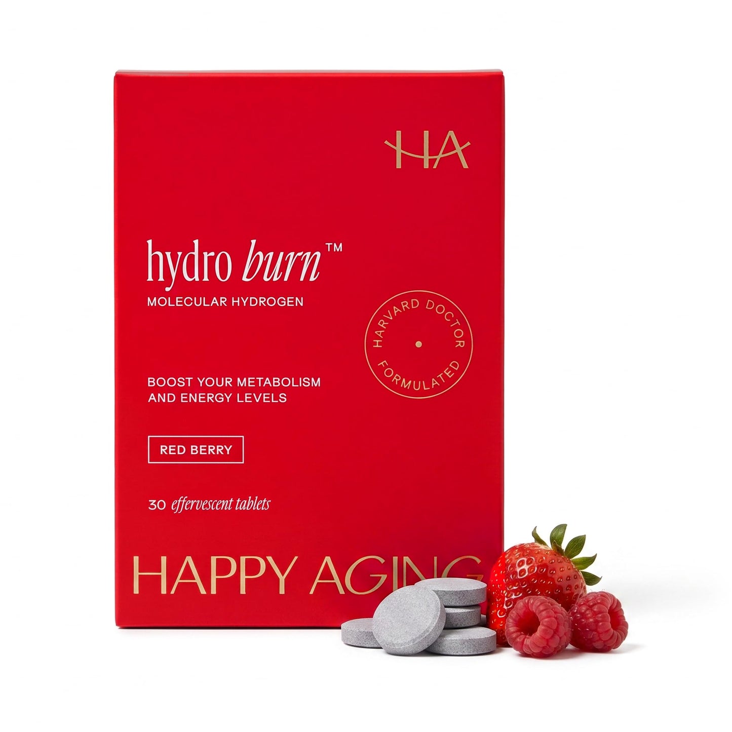Happy Aging Hydro Burn Molecular Hydrogen Tablets for Water with Magnesium, 30 Tablets