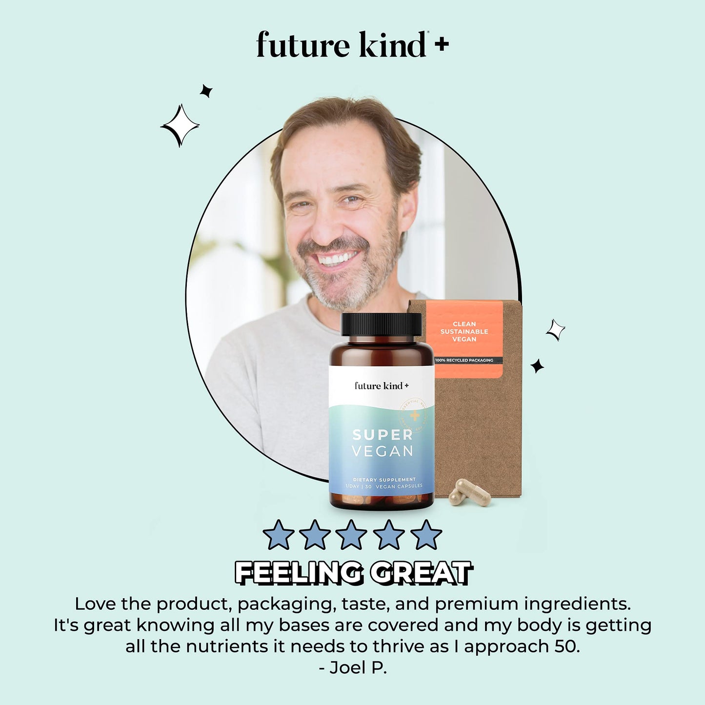 Future Kind Super Vegan Formula with Lemon Balm, Ashwagandha Root Extract and Rhodiola Extract for Natural Mood Boost, Energy and Stress Support, 60 Capsules