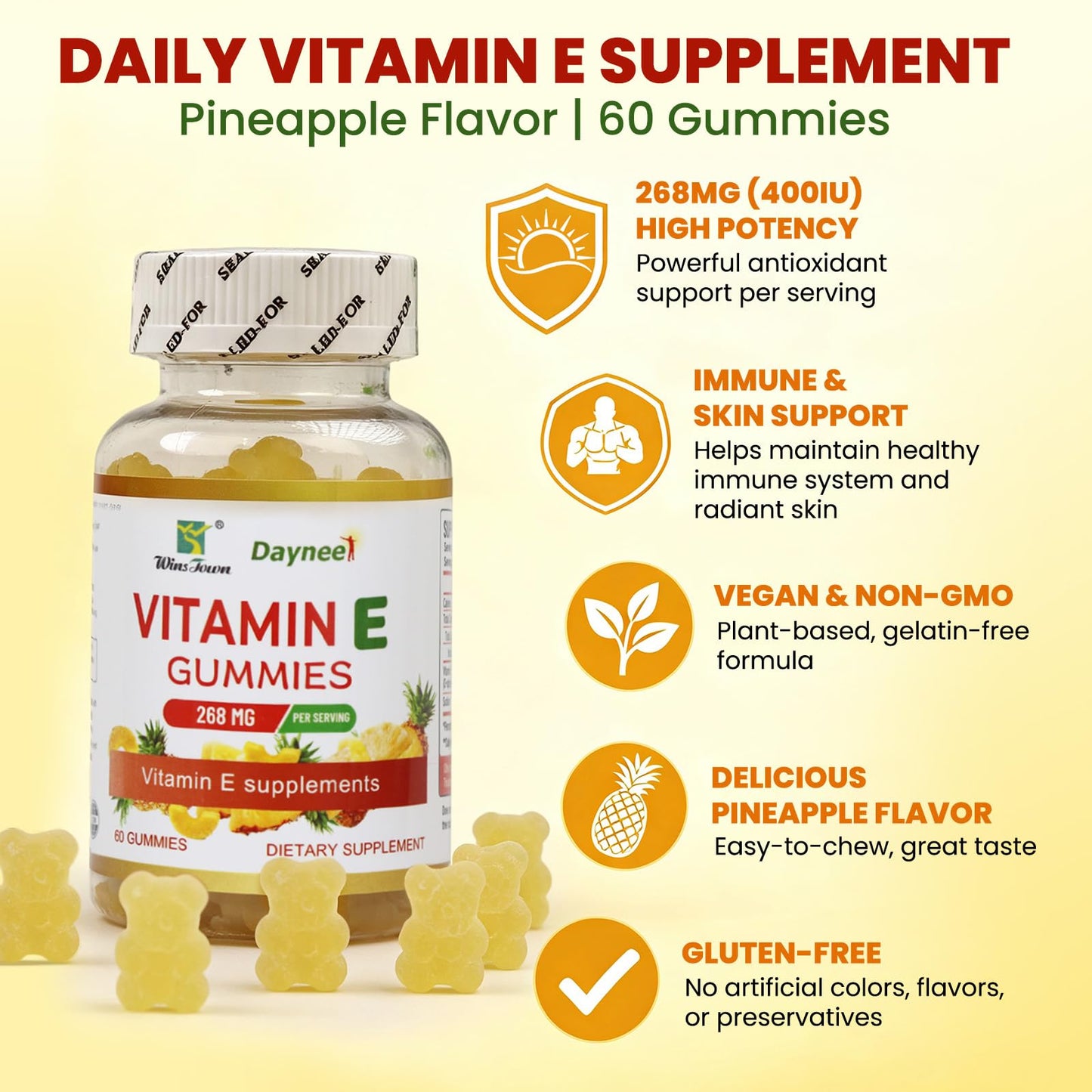 Wins Town Vitamin E Gummies 60 Count