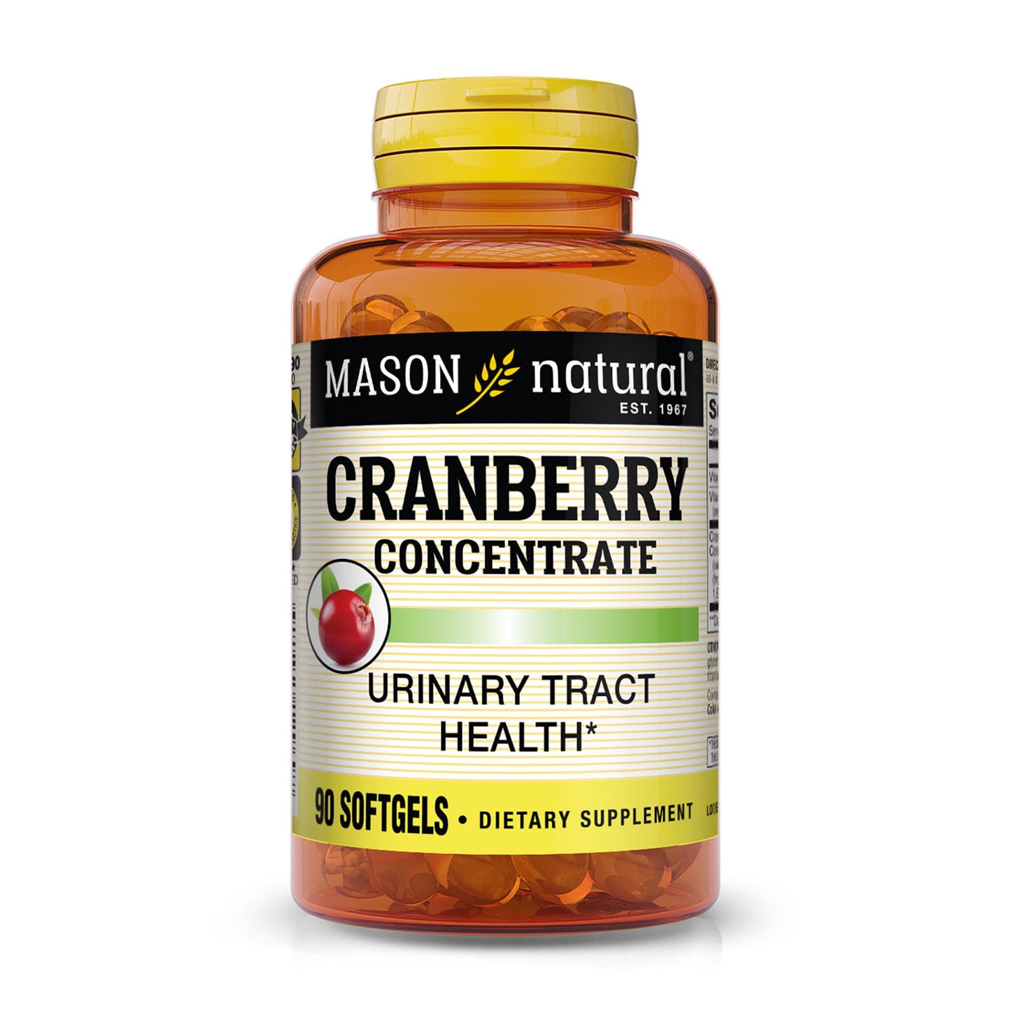 Mason Natural Cranberry 12:1 Concentrate with Vitamin C & E, Supports Immune & Urinary Health, 90 Softgels