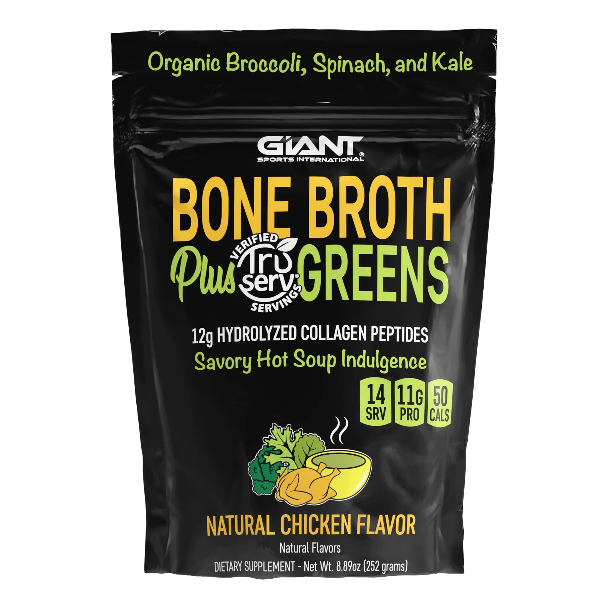Giant Bone Broth Collagen Plus Greens Powder 8.89 Ounce