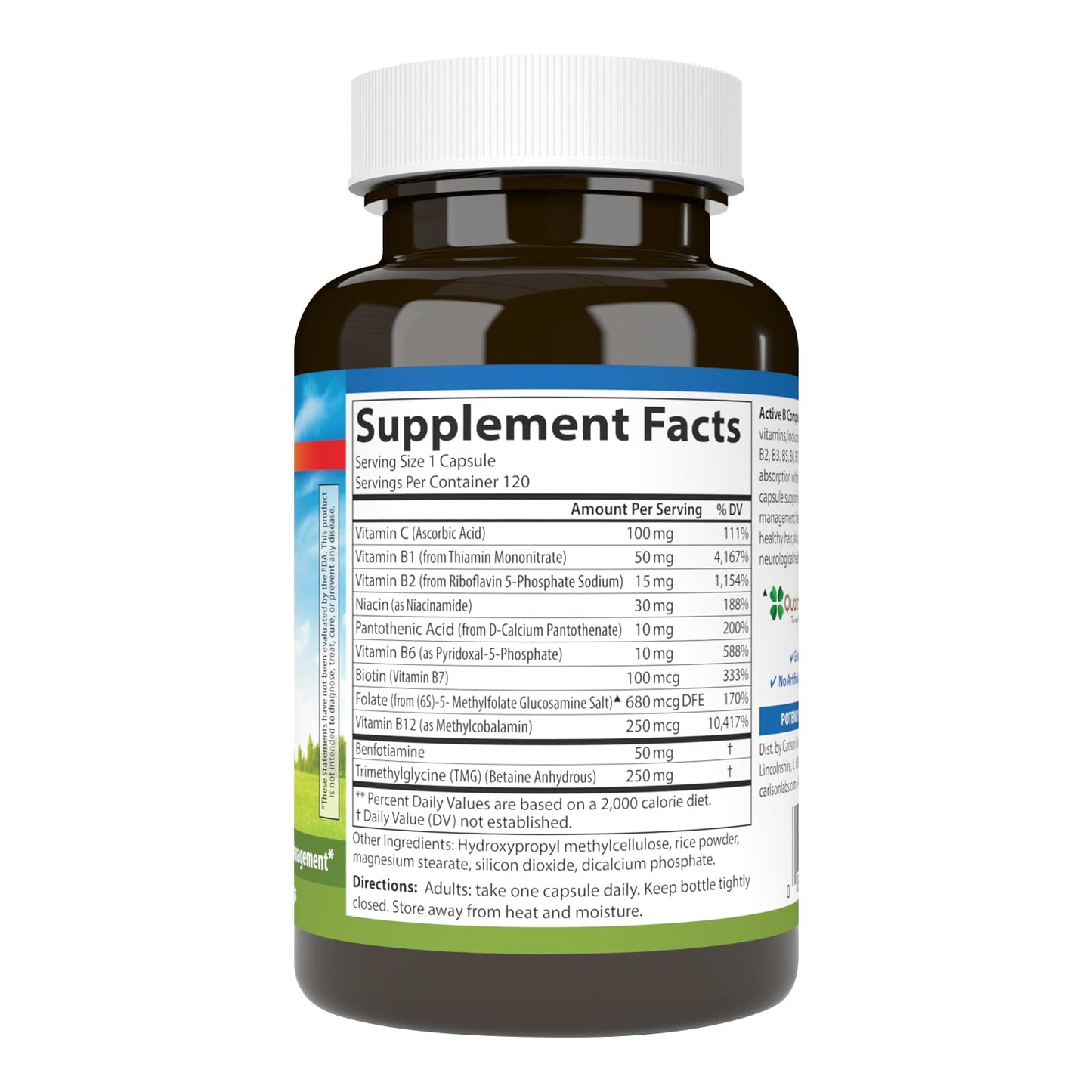 Carlson Active B Complex, Energy Production, Immune Function & Stress Management Softgels, 60