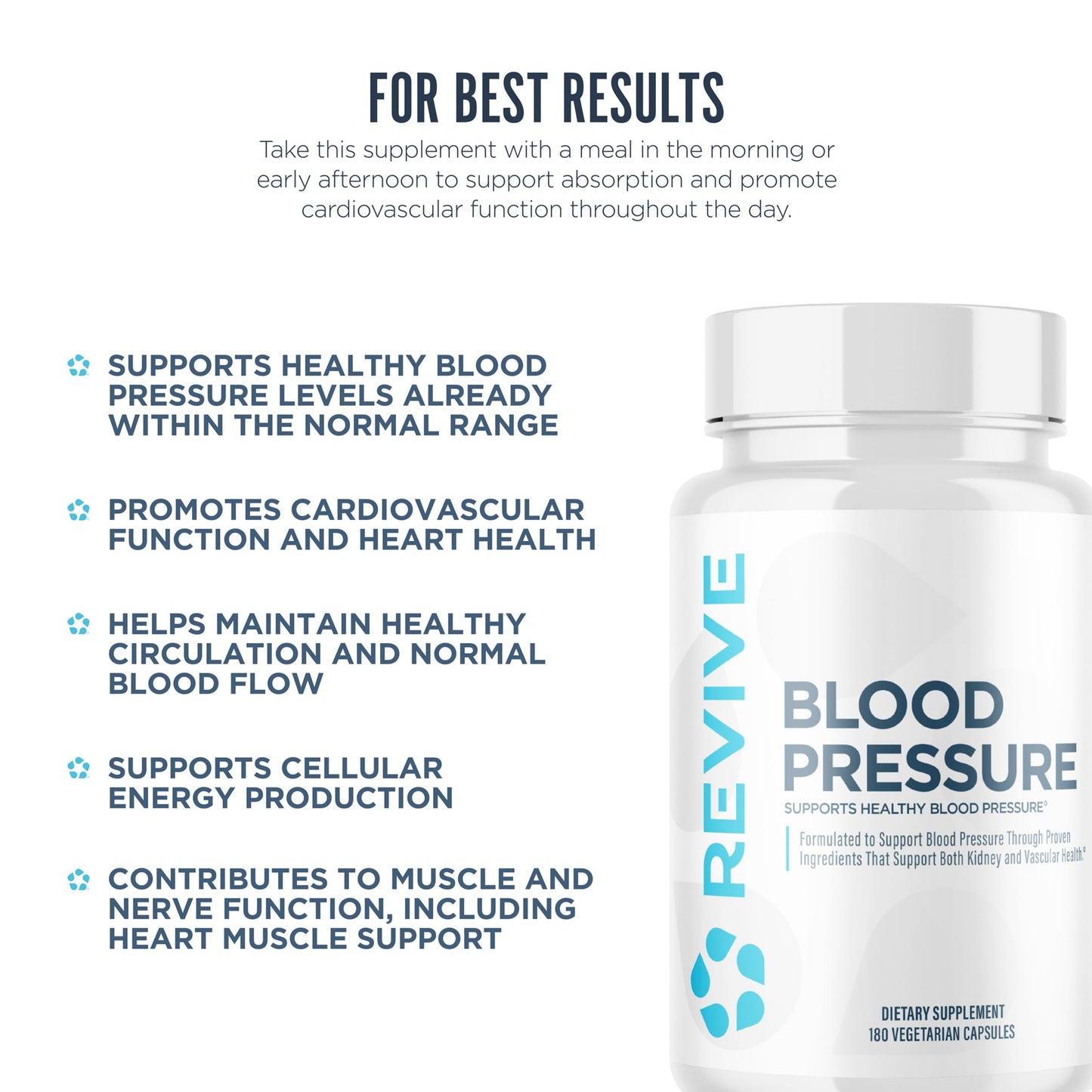 Revive Blood Pressure Support Supplement Capsules 180 Count