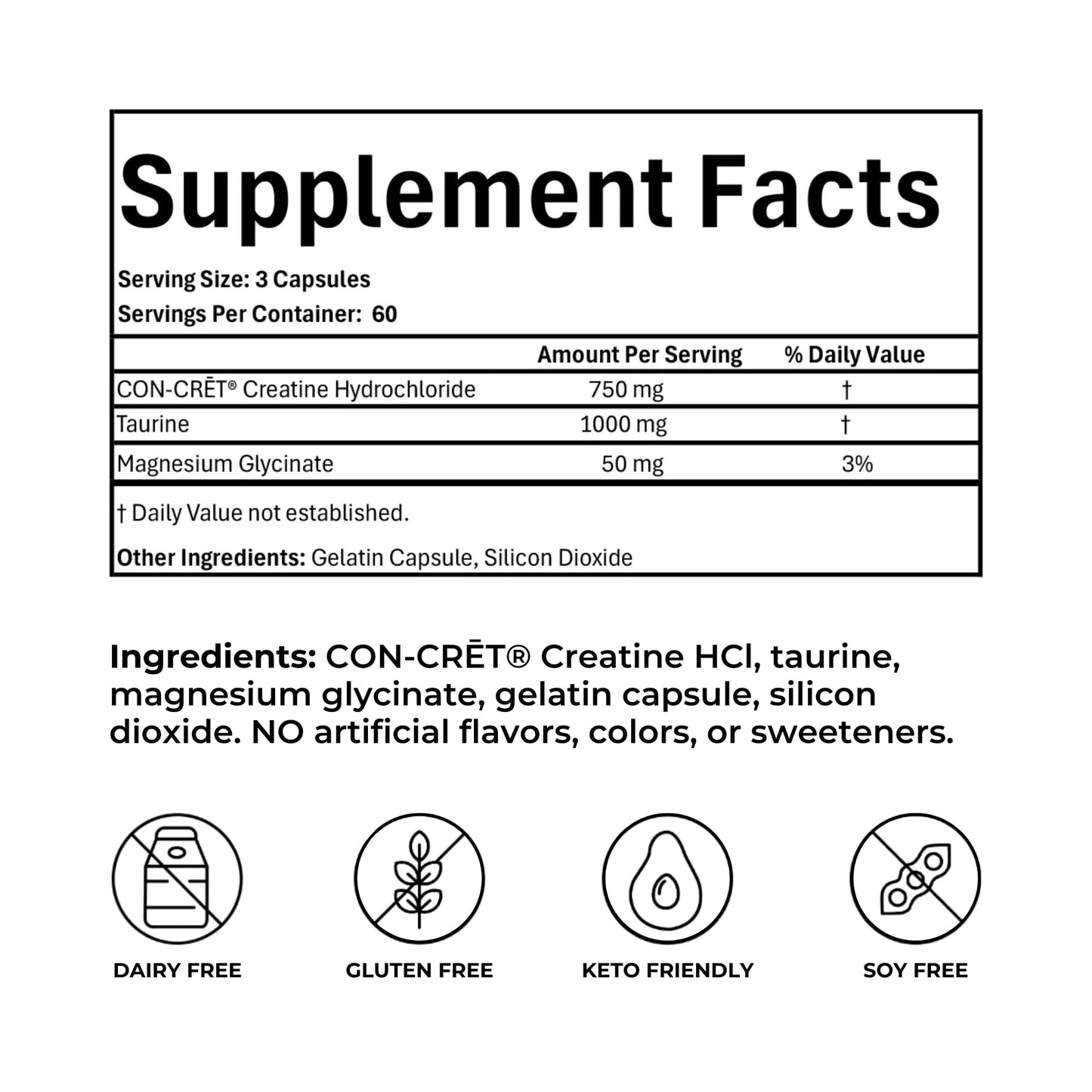 Reignite Wellness SHEatine Creatine HCL, Taurine & Magnesium Glycinate Capsules 180 Count