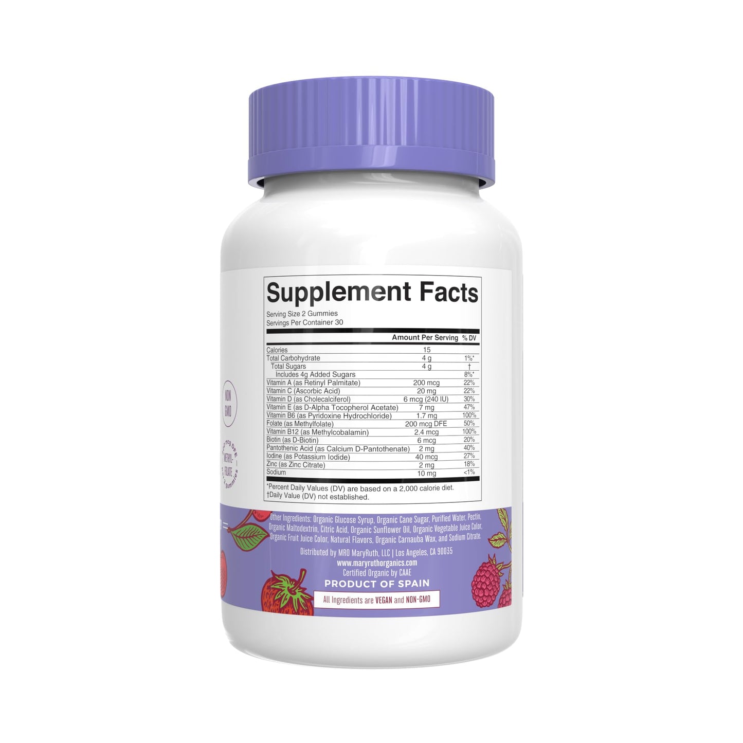 MaryRuth's Gummies for Kids Multivitamin & Magnesium Calm - USDA Organic (Mixed Berry & Cherry) Hibiscus, No Gelatin, 120 Gummies