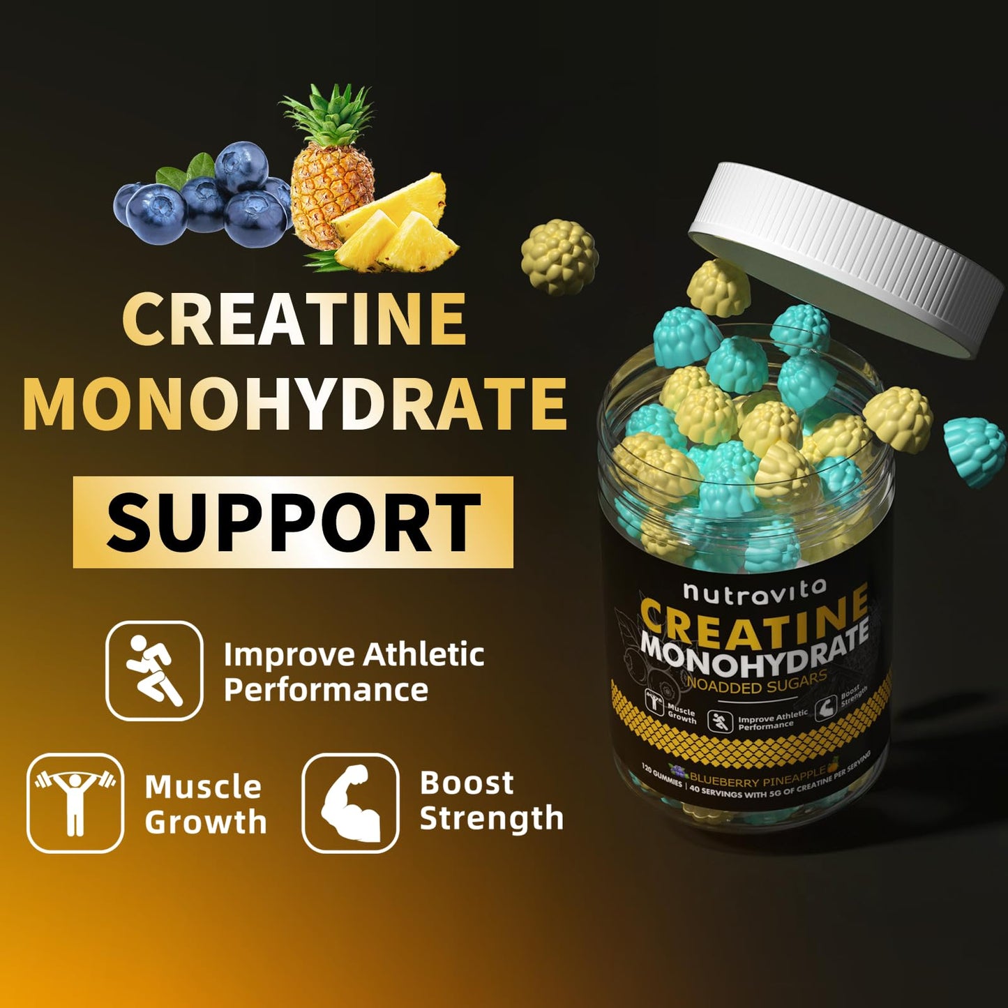 Nutravita Creatine Monohydrate Gummy 120 Count
