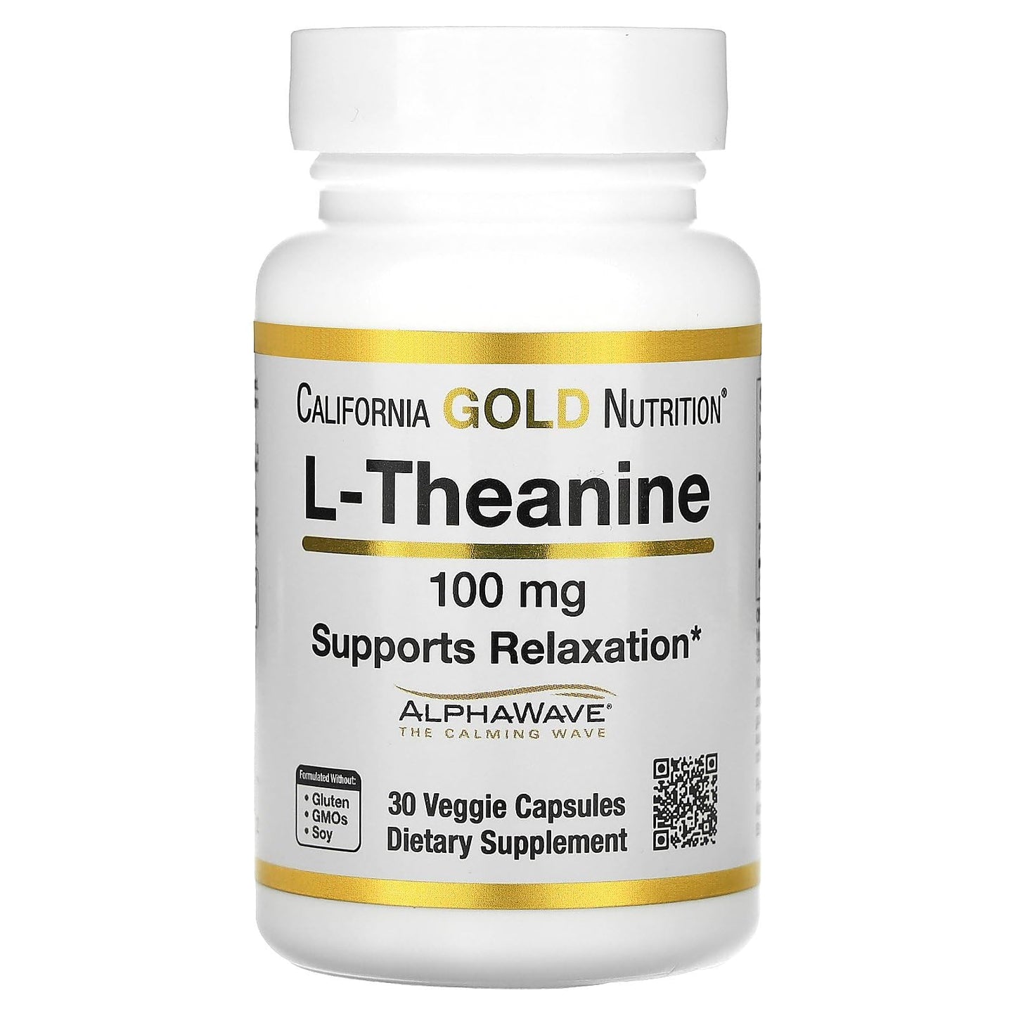 California Gold Nutrition L-Theanine Featuring AlphaWave Capsule 30 Veggie Capsules