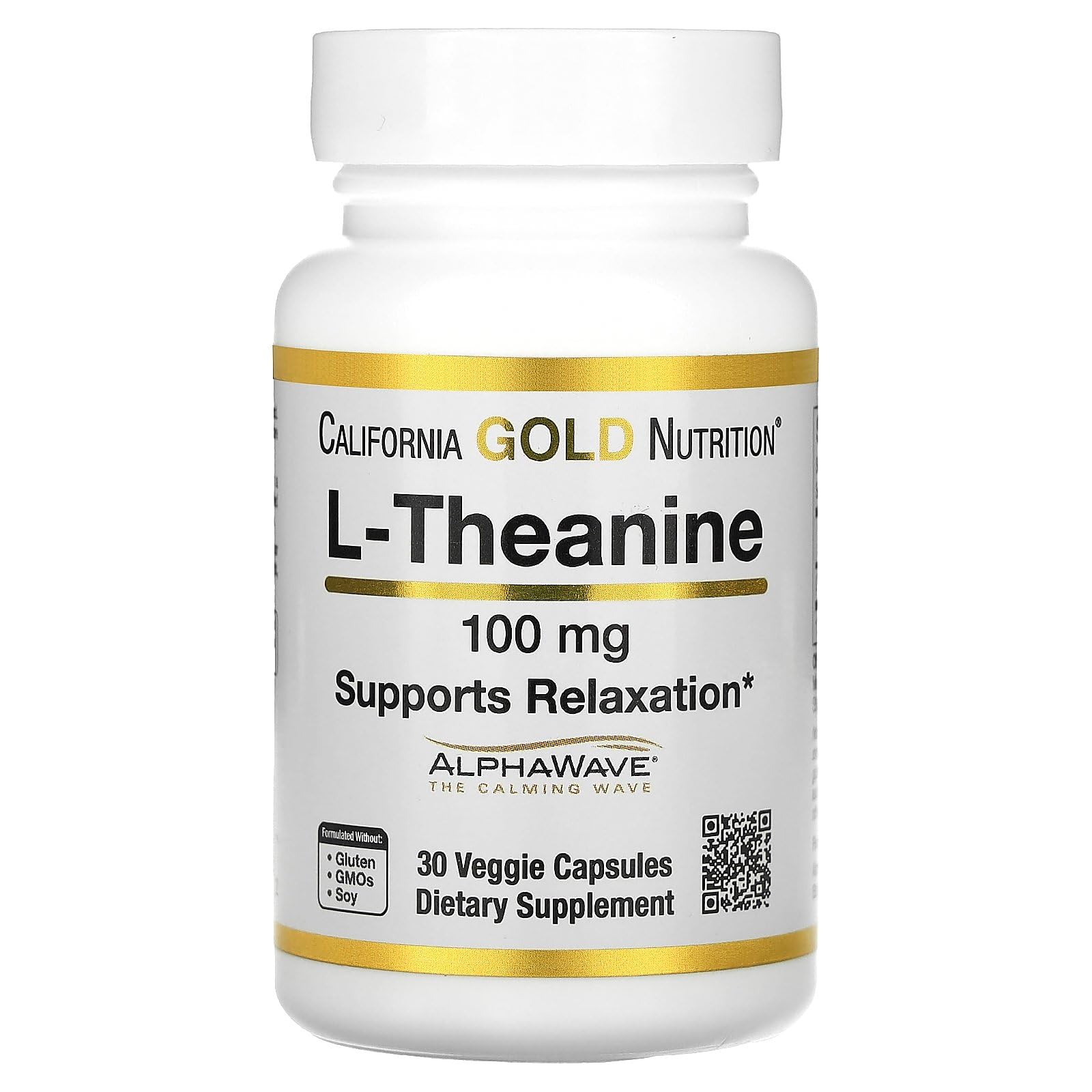 California Gold Nutrition L-Theanine Featuring AlphaWave Capsule 30 Veggie Capsules
