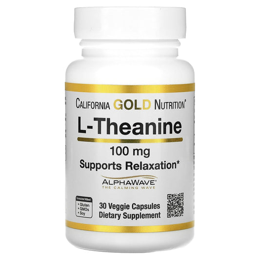 California Gold Nutrition L-Theanine Featuring AlphaWave Capsule 30 Veggie Capsules